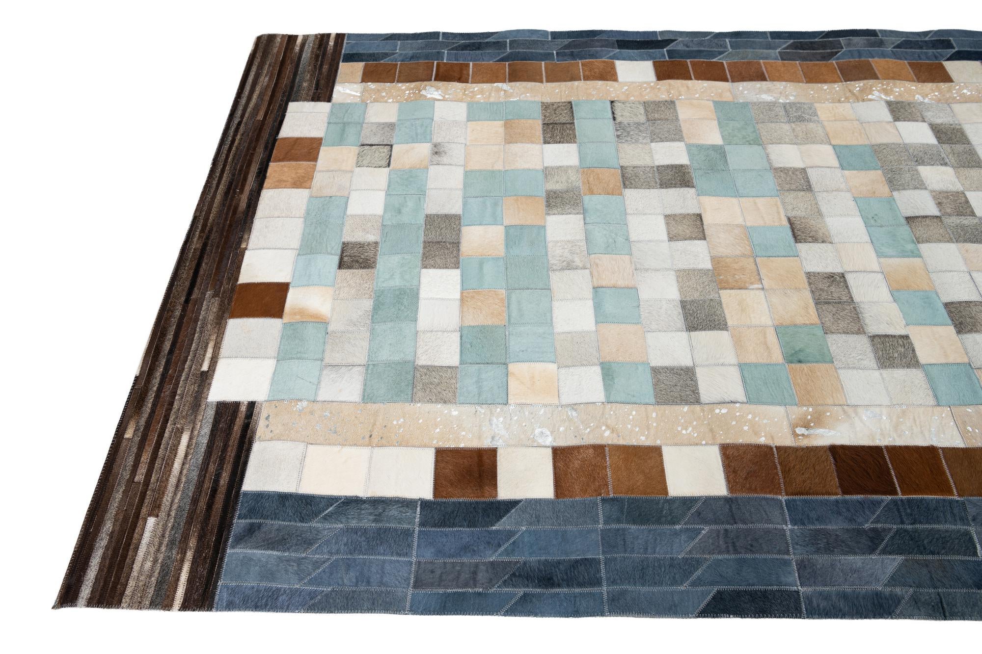 5' x 7' 10 Cowhide Leather Rug