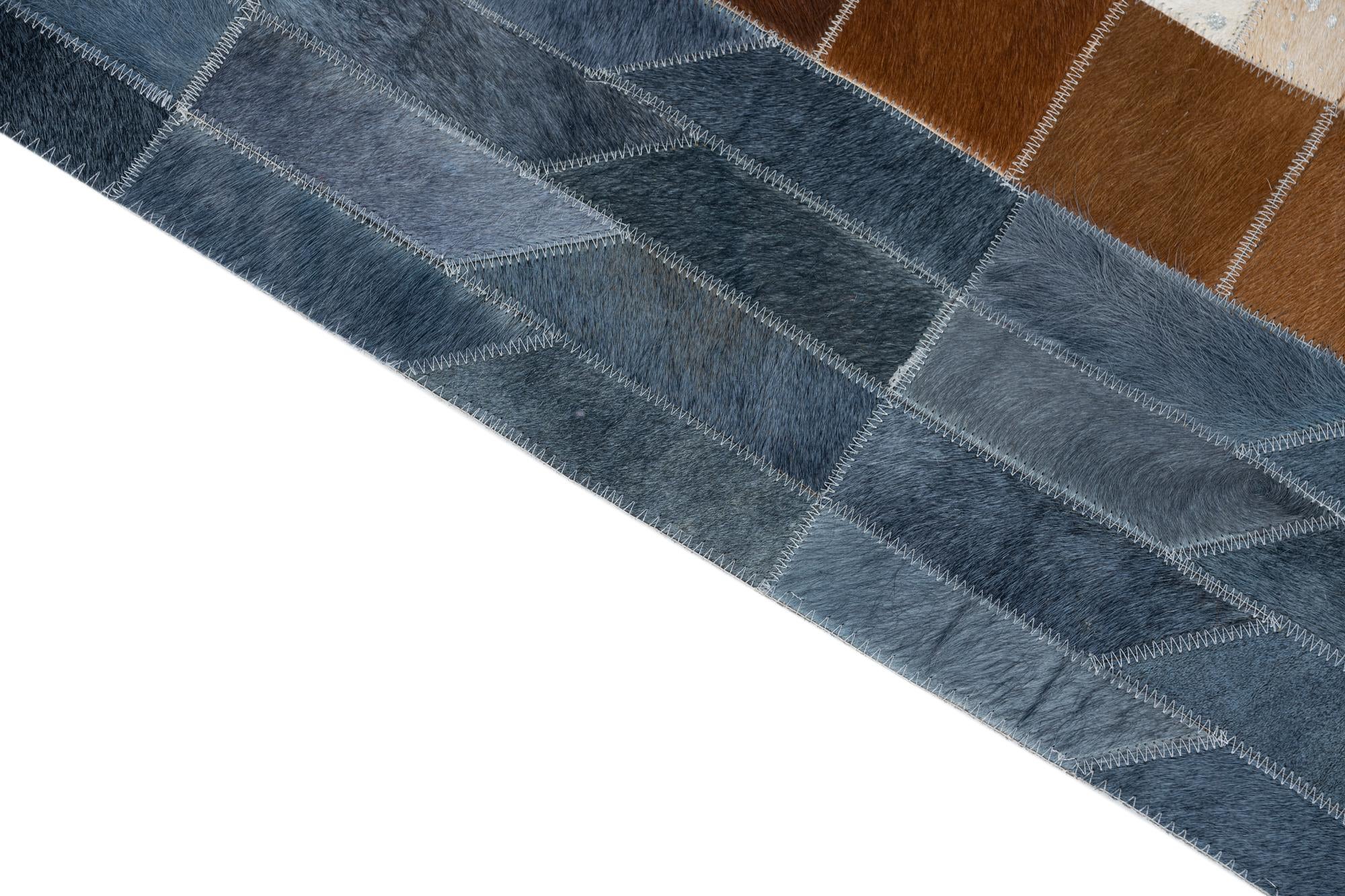 5' x 7' 10 Cowhide Leather Rug