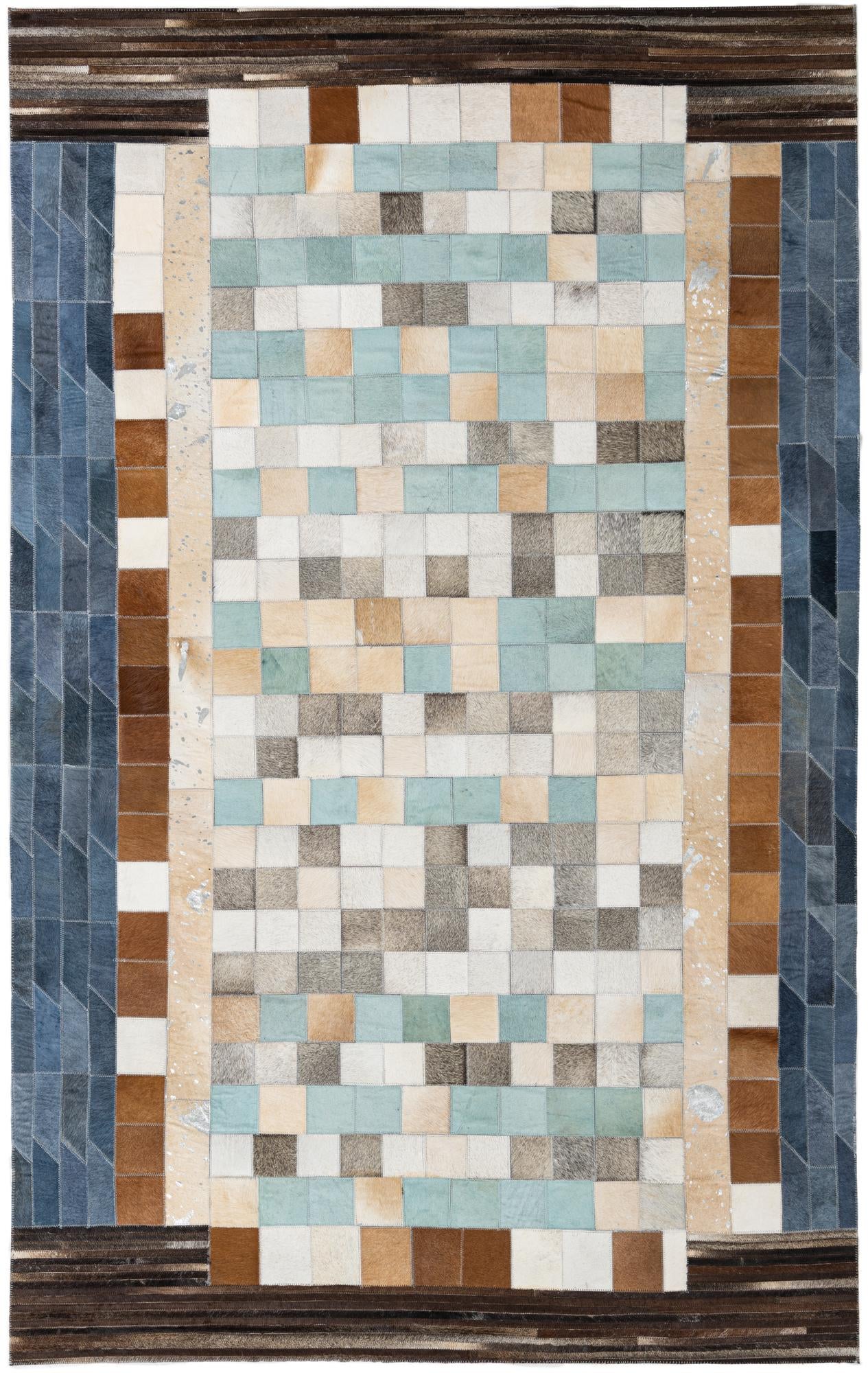 5' x 7' 10 Cowhide Leather Rug