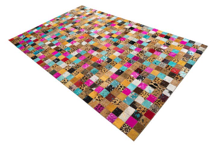 5' 1 x 8' Cowhide Leather Rug