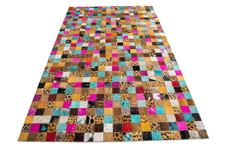 5' 1 x 8' Cowhide Leather Rug