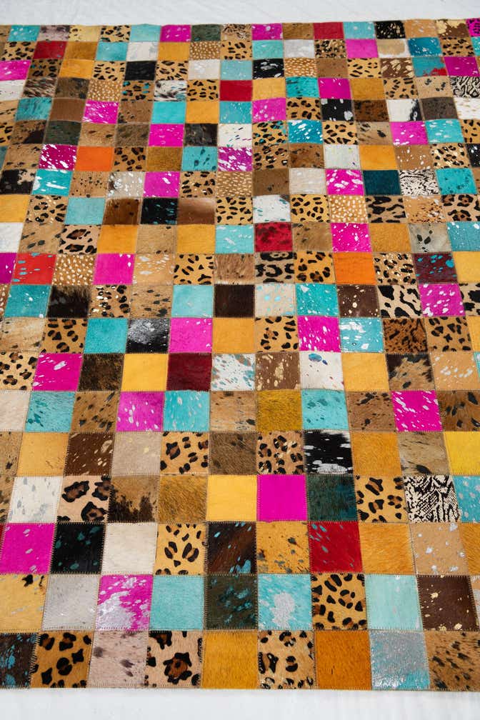 5' 1 x 8' Cowhide Leather Rug