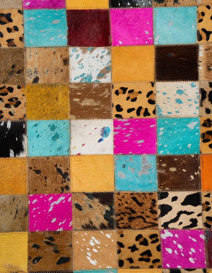 Detail image of 5' 1 x 8' Cowhide Leather Rug