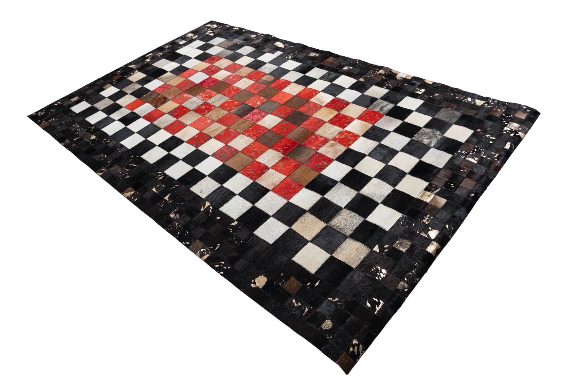 5' x 7' 9 Cowhide Leather Rug