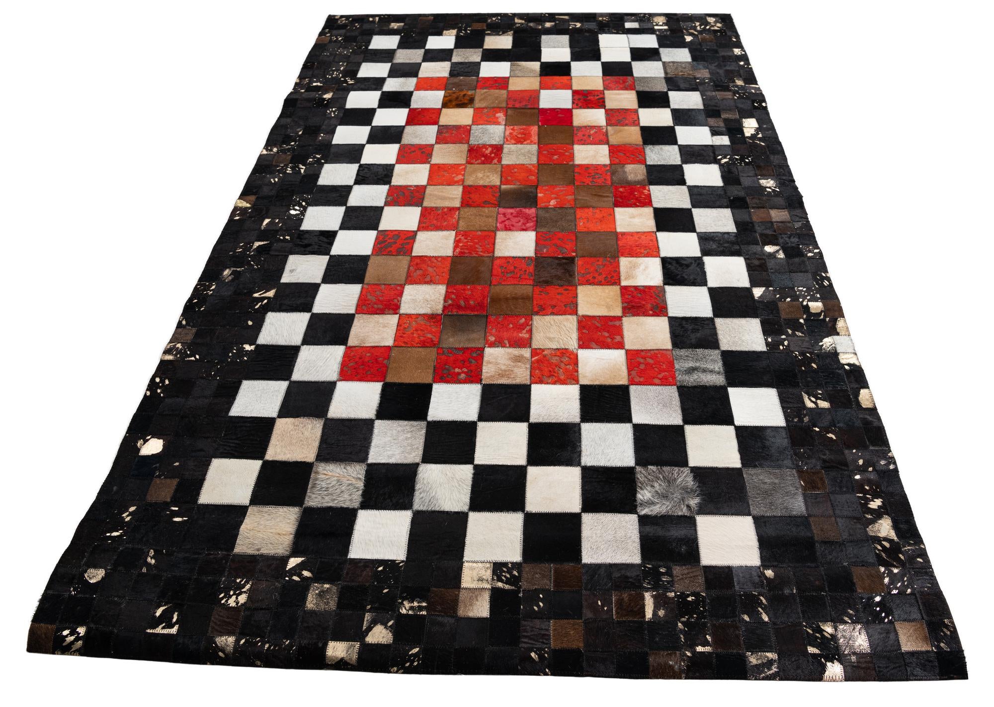 5' x 7' 9 Cowhide Leather Rug