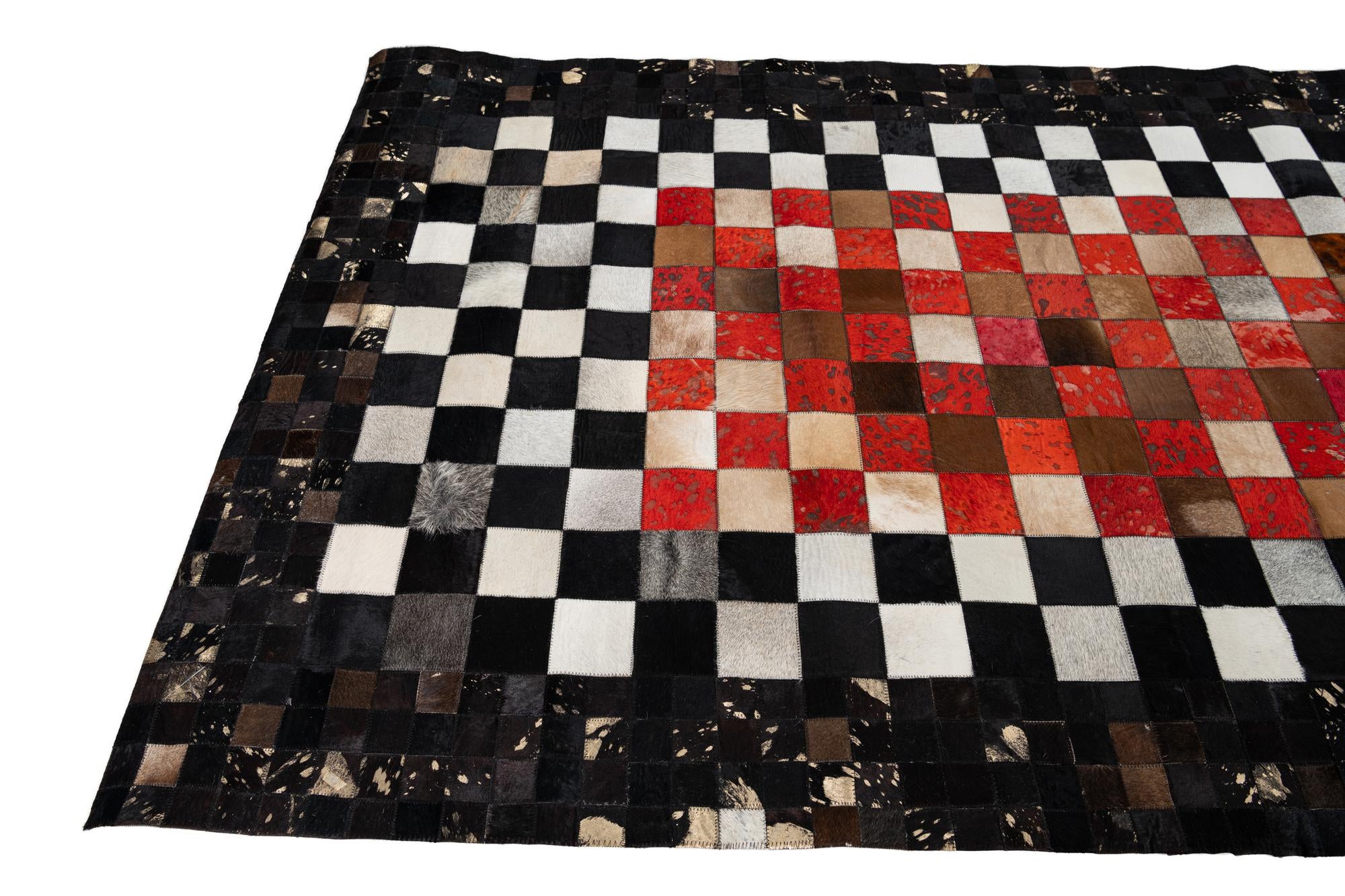 5' x 7' 9 Cowhide Leather Rug