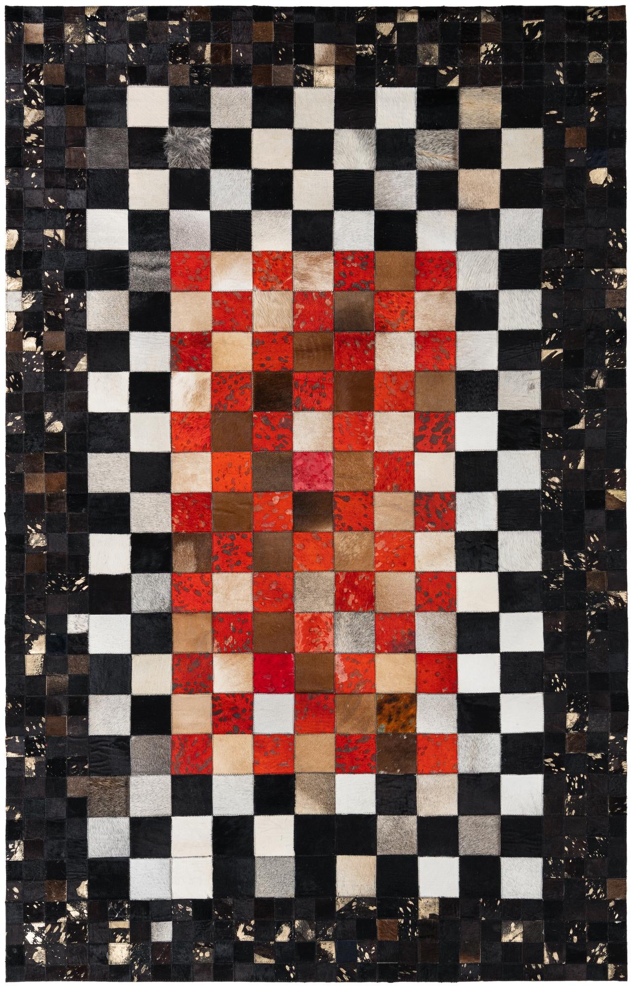 5' x 7' 9 Cowhide Leather Rug