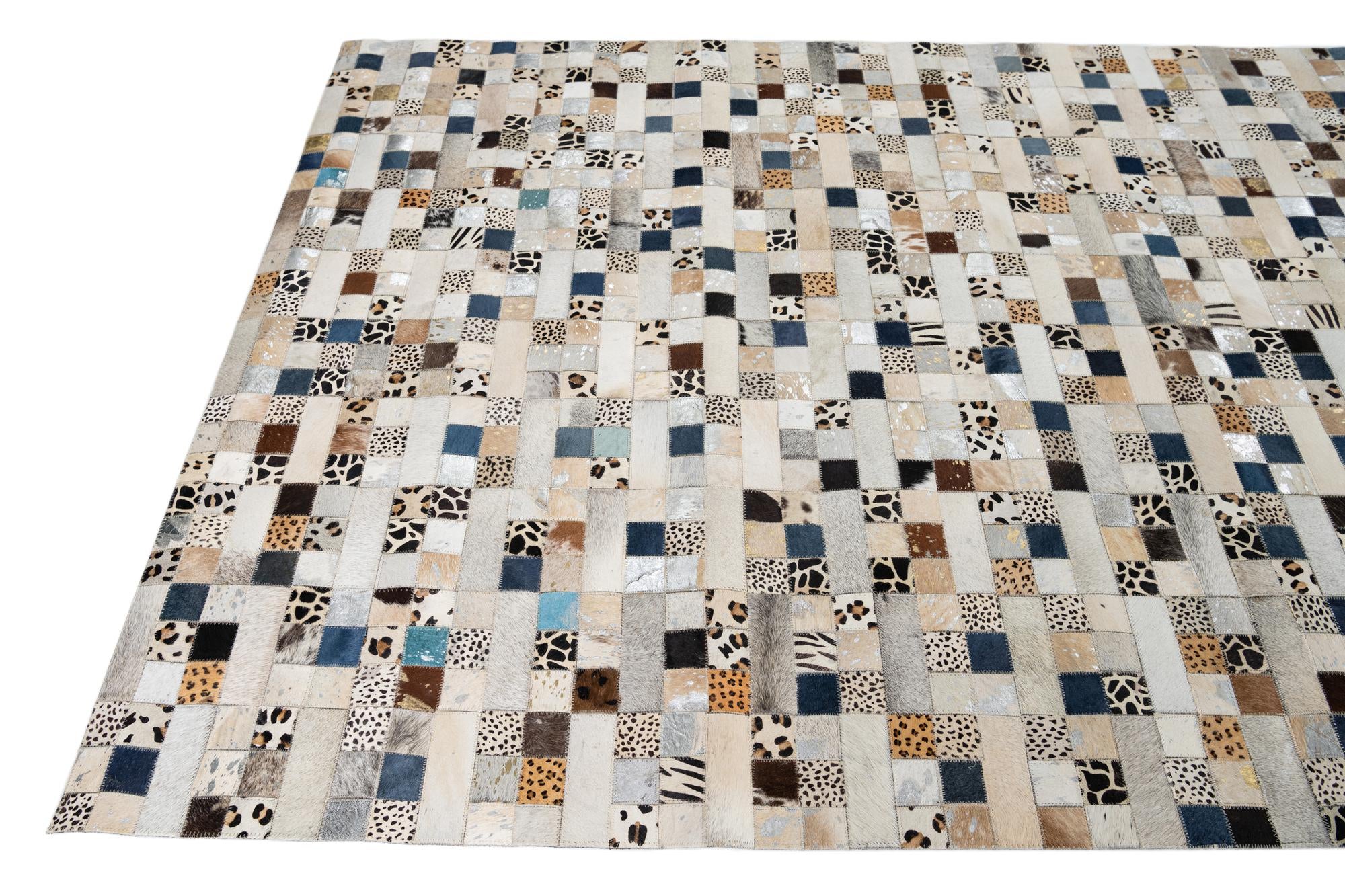 5' x 7' 10 Cowhide Leather Rug