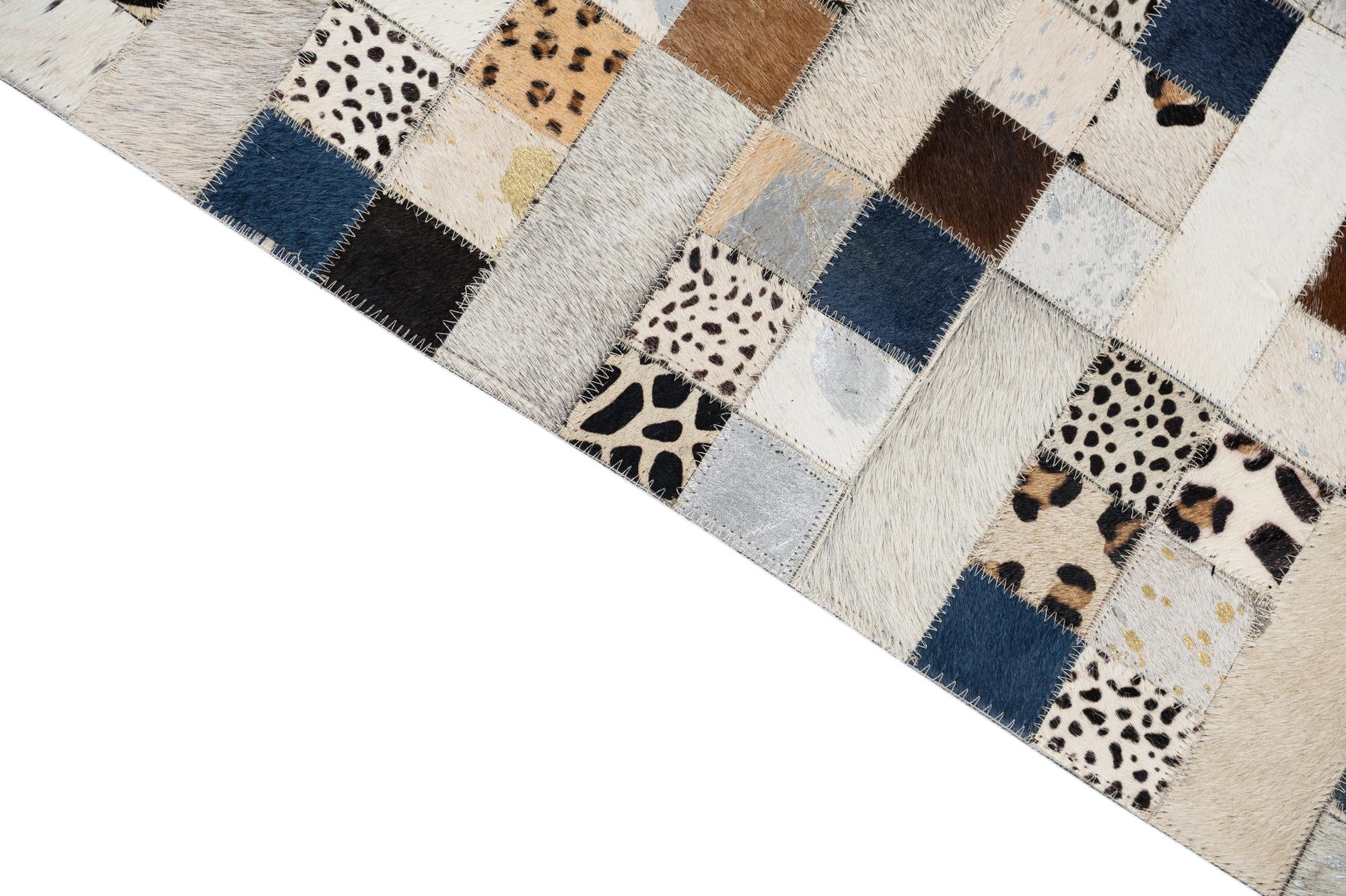 5' x 7' 10 Cowhide Leather Rug