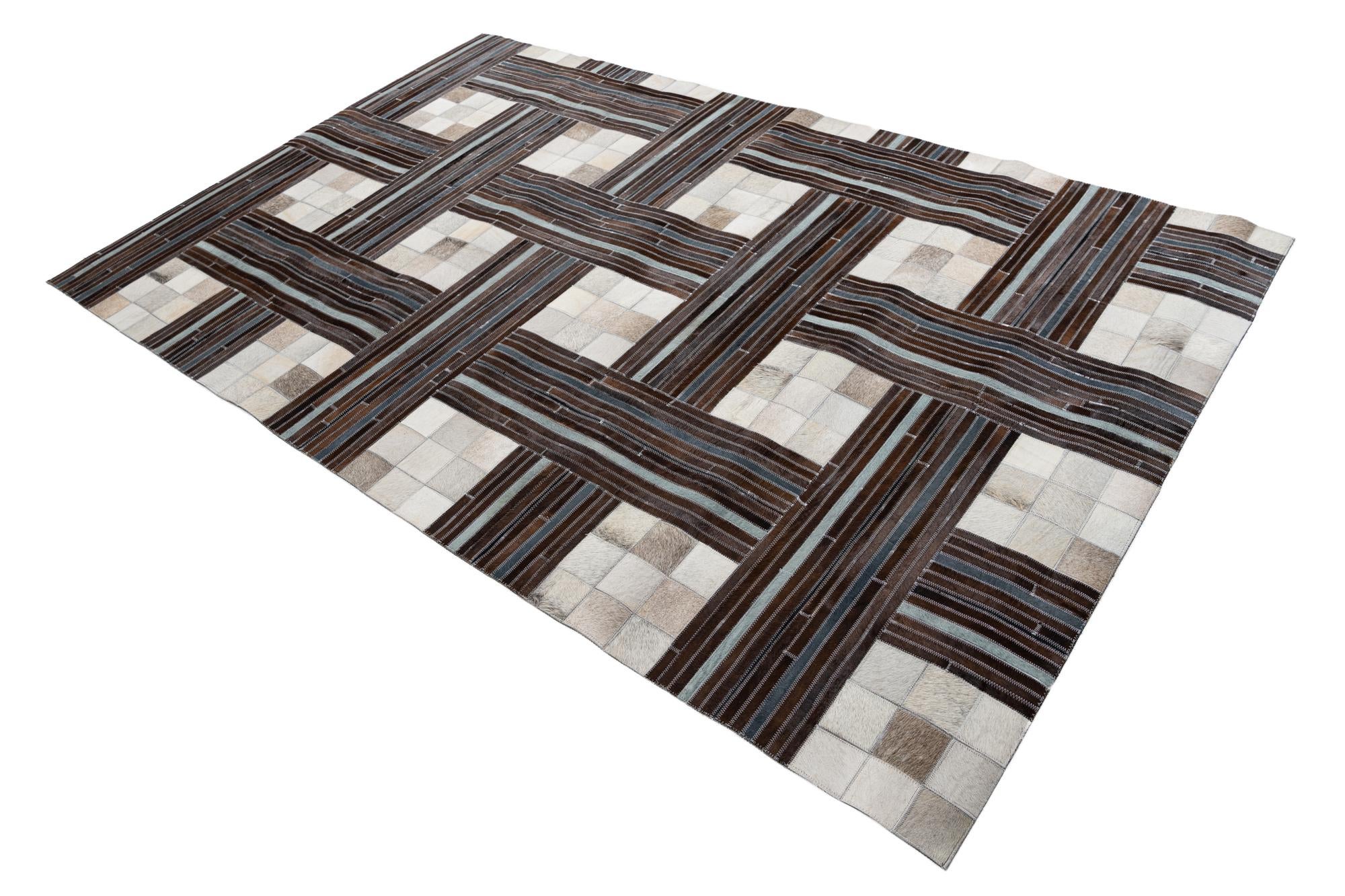 5' x 7' 10 Cowhide Leather Rug