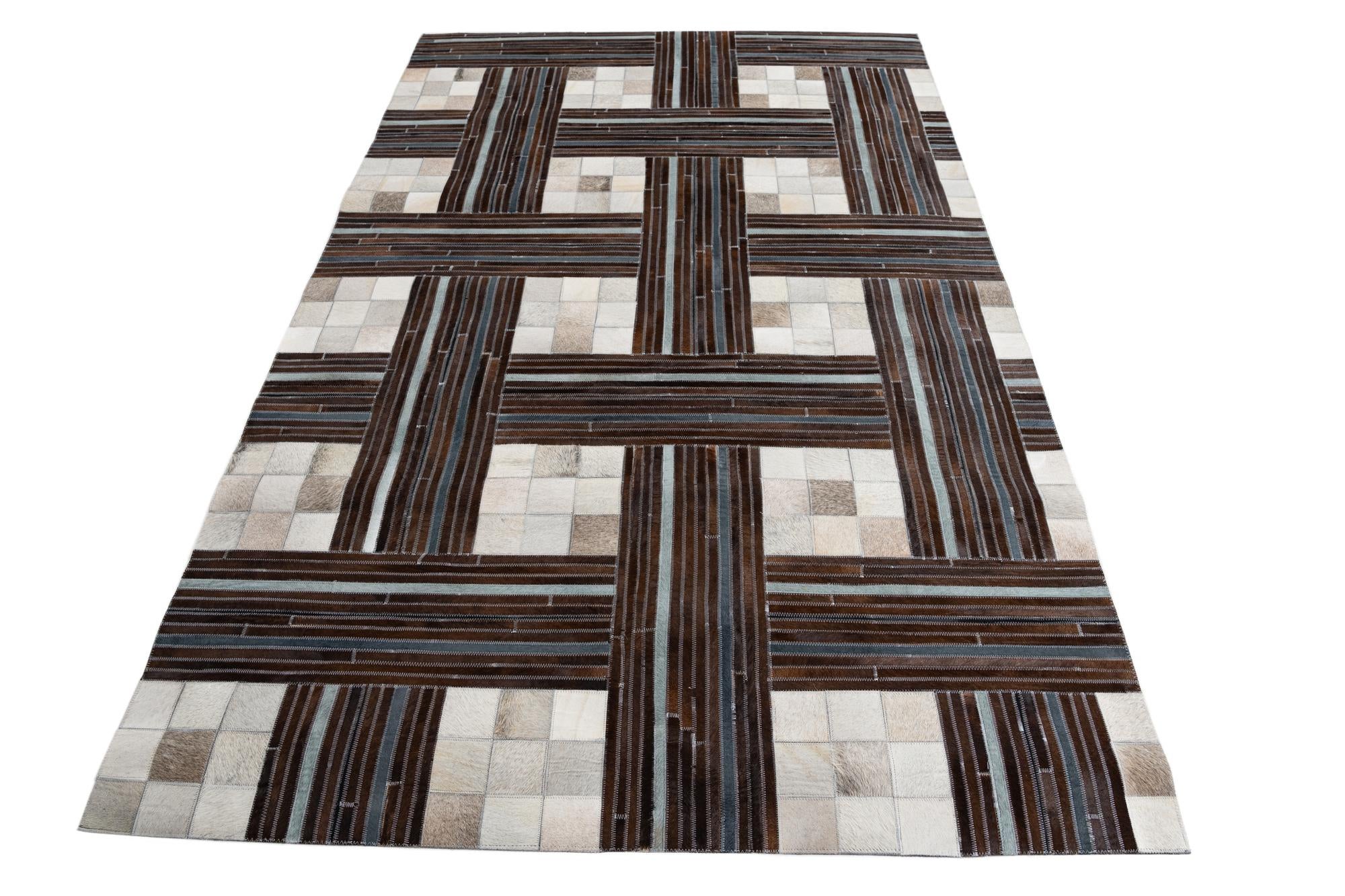 5' x 7' 10 Cowhide Leather Rug