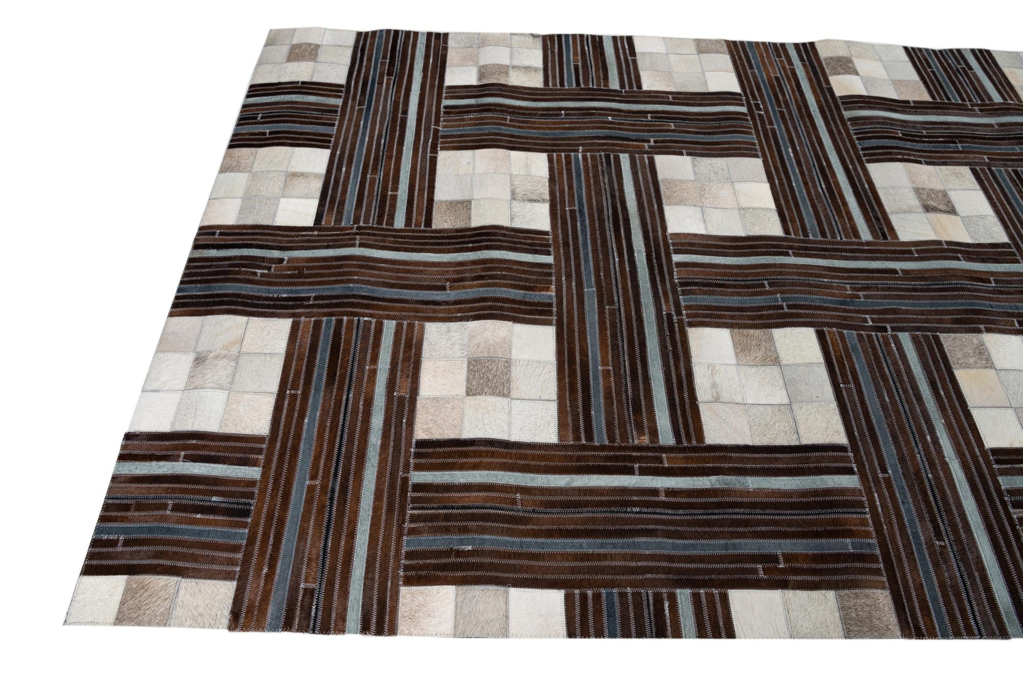 5' x 7' 10 Cowhide Leather Rug