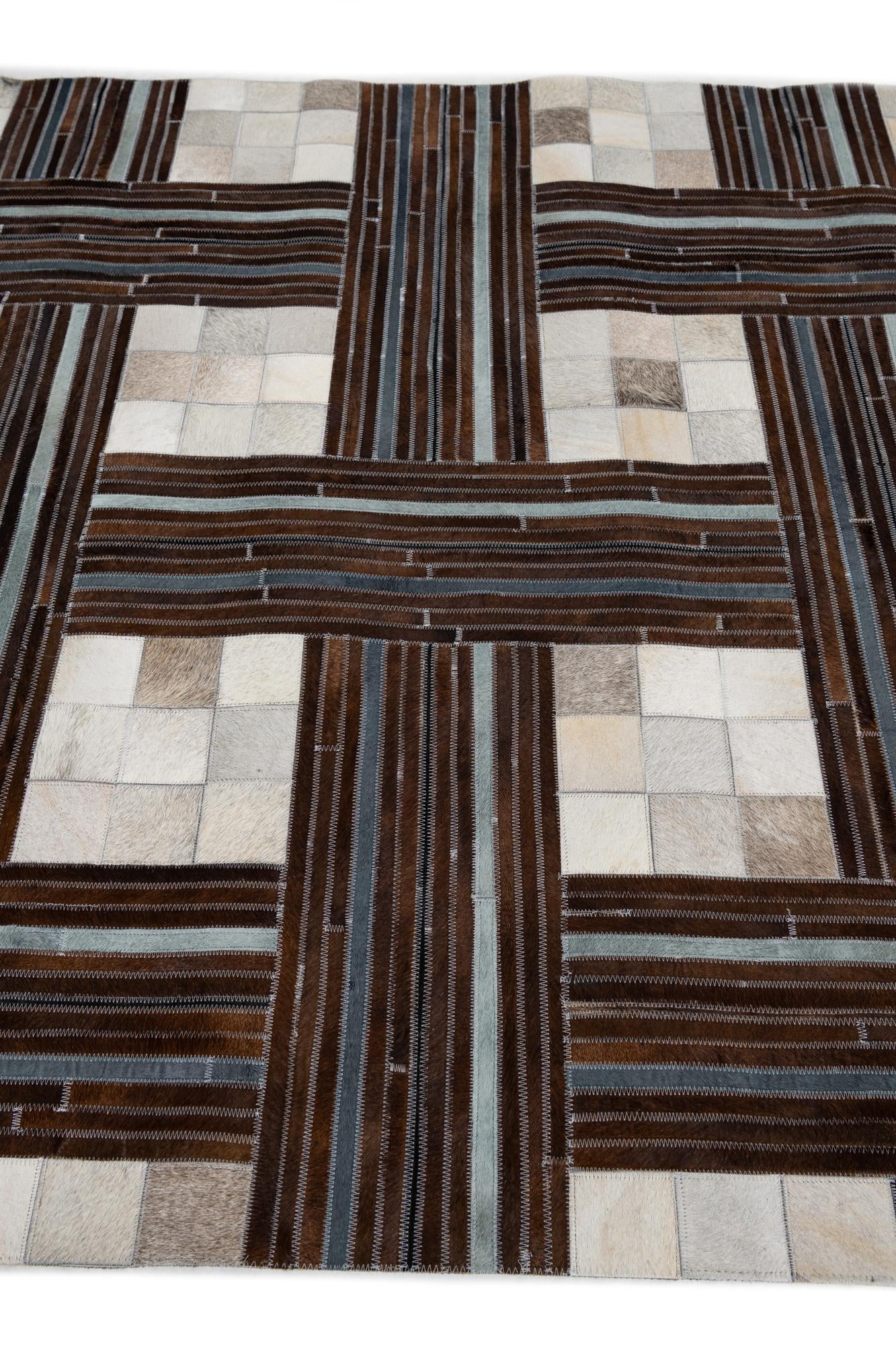 5' x 7' 10 Cowhide Leather Rug