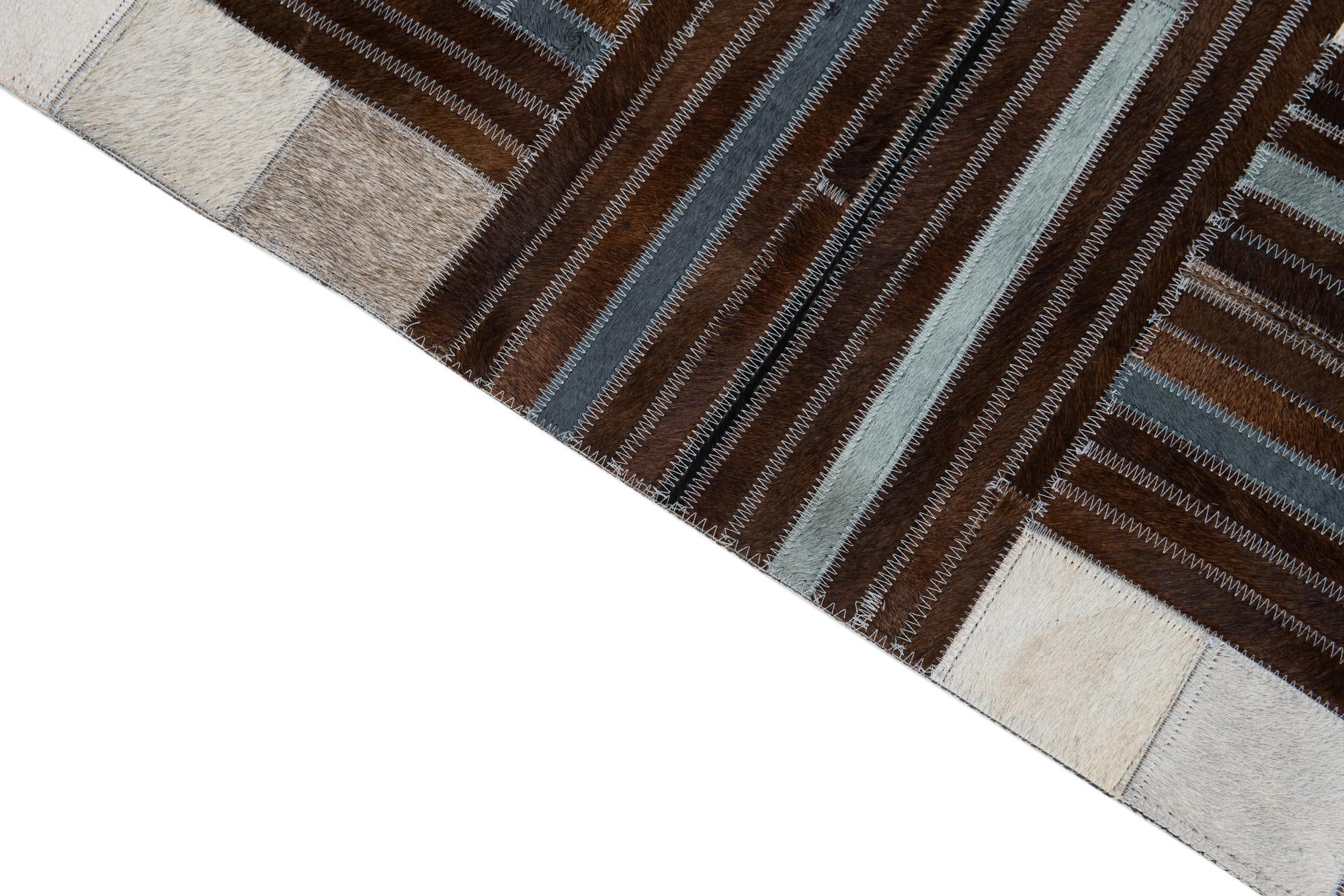 5' x 7' 10 Cowhide Leather Rug