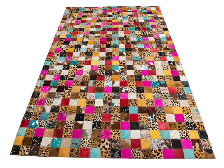 5' 1 x 8' 1 Cowhide Leather Rug