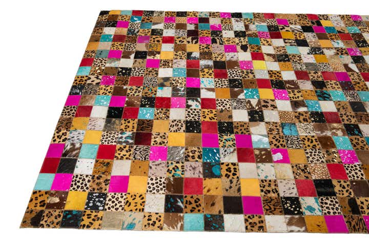 5' 1 x 8' 1 Cowhide Leather Rug