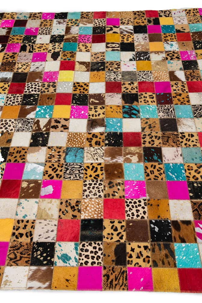 5' 1 x 8' 1 Cowhide Leather Rug