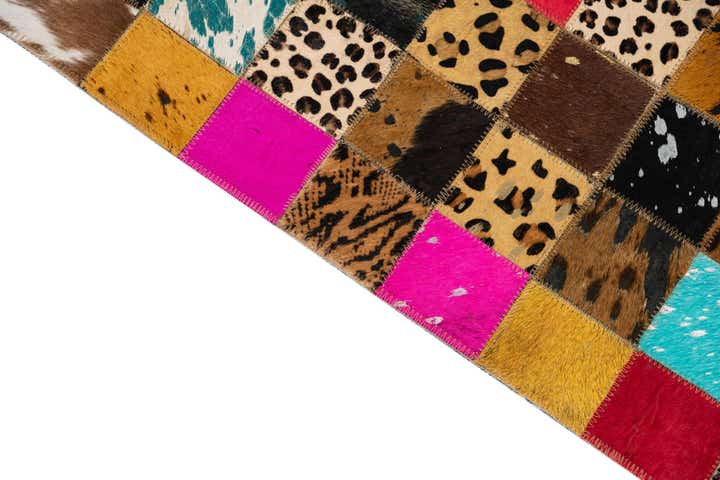 5' 1 x 8' 1 Cowhide Leather Rug