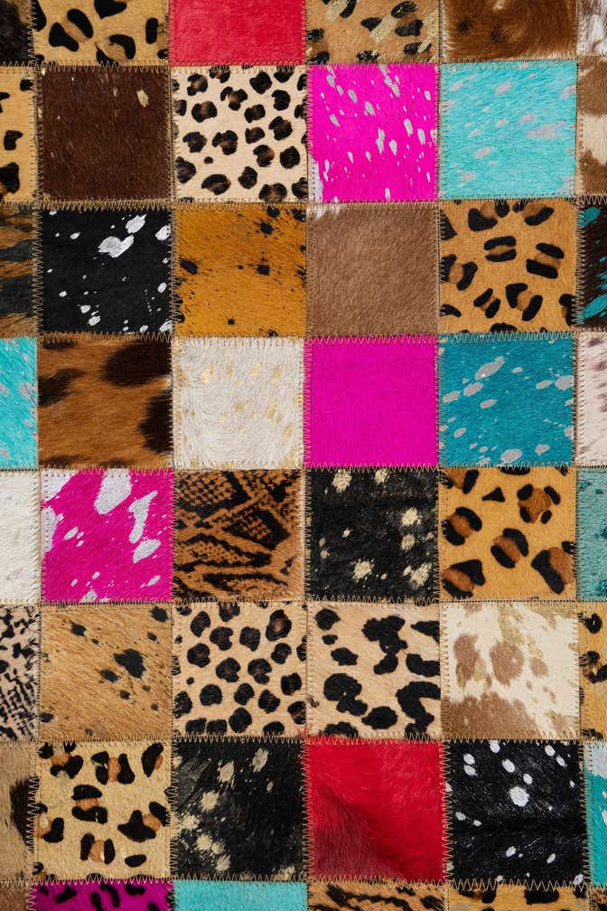 5' 1 x 8' 1 Cowhide Leather Rug