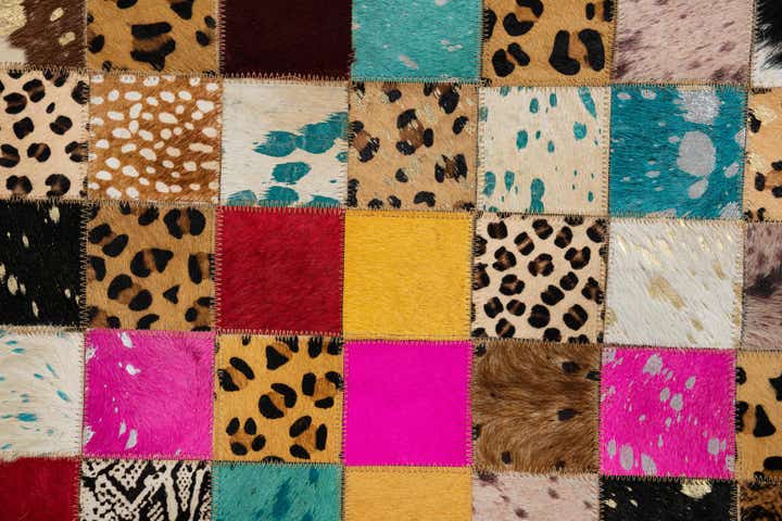 5' 1 x 8' 1 Cowhide Leather Rug