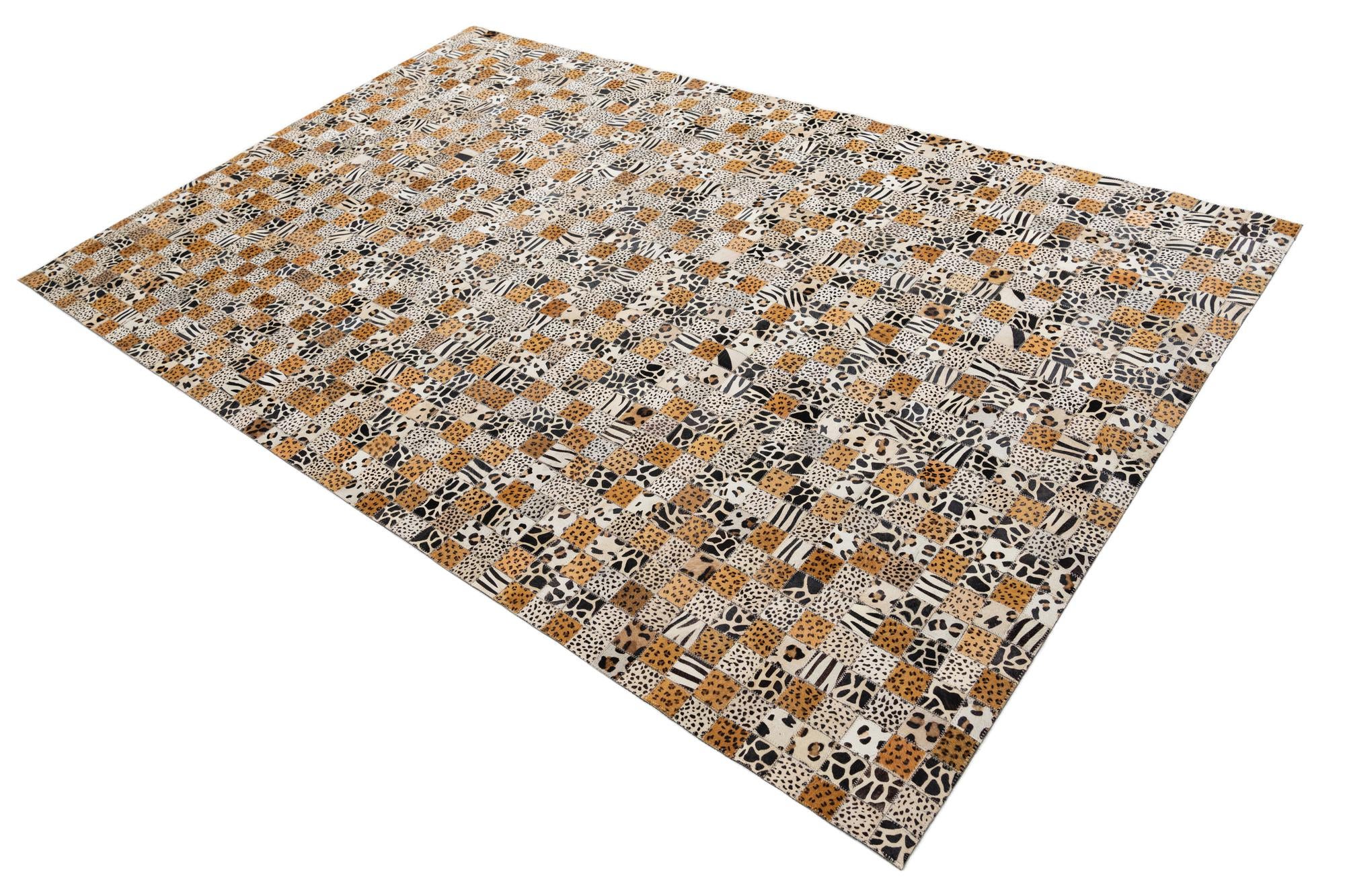5' 1 x 8' 1 Cowhide Leather Rug
