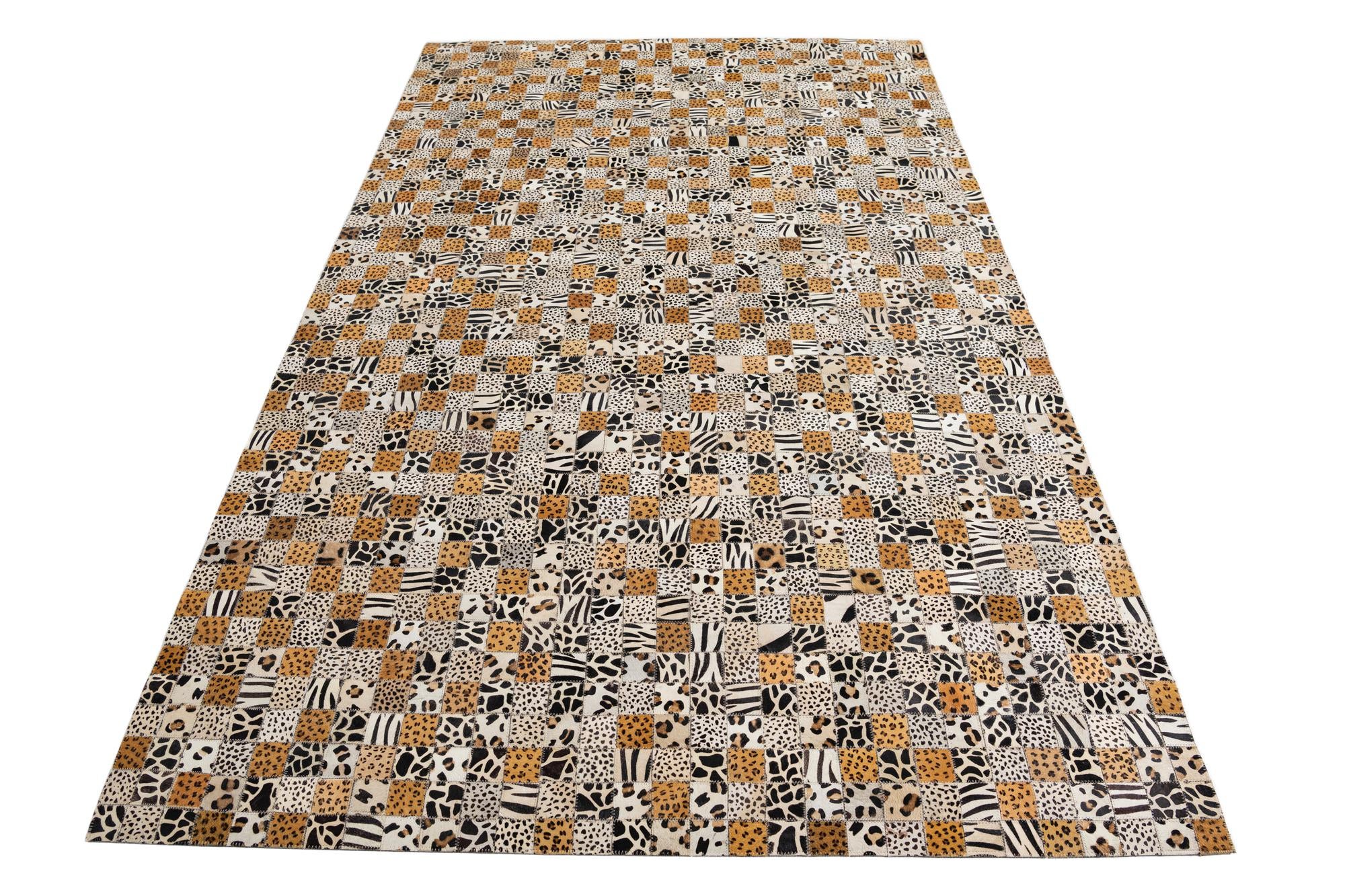 5' 1 x 8' 1 Cowhide Leather Rug