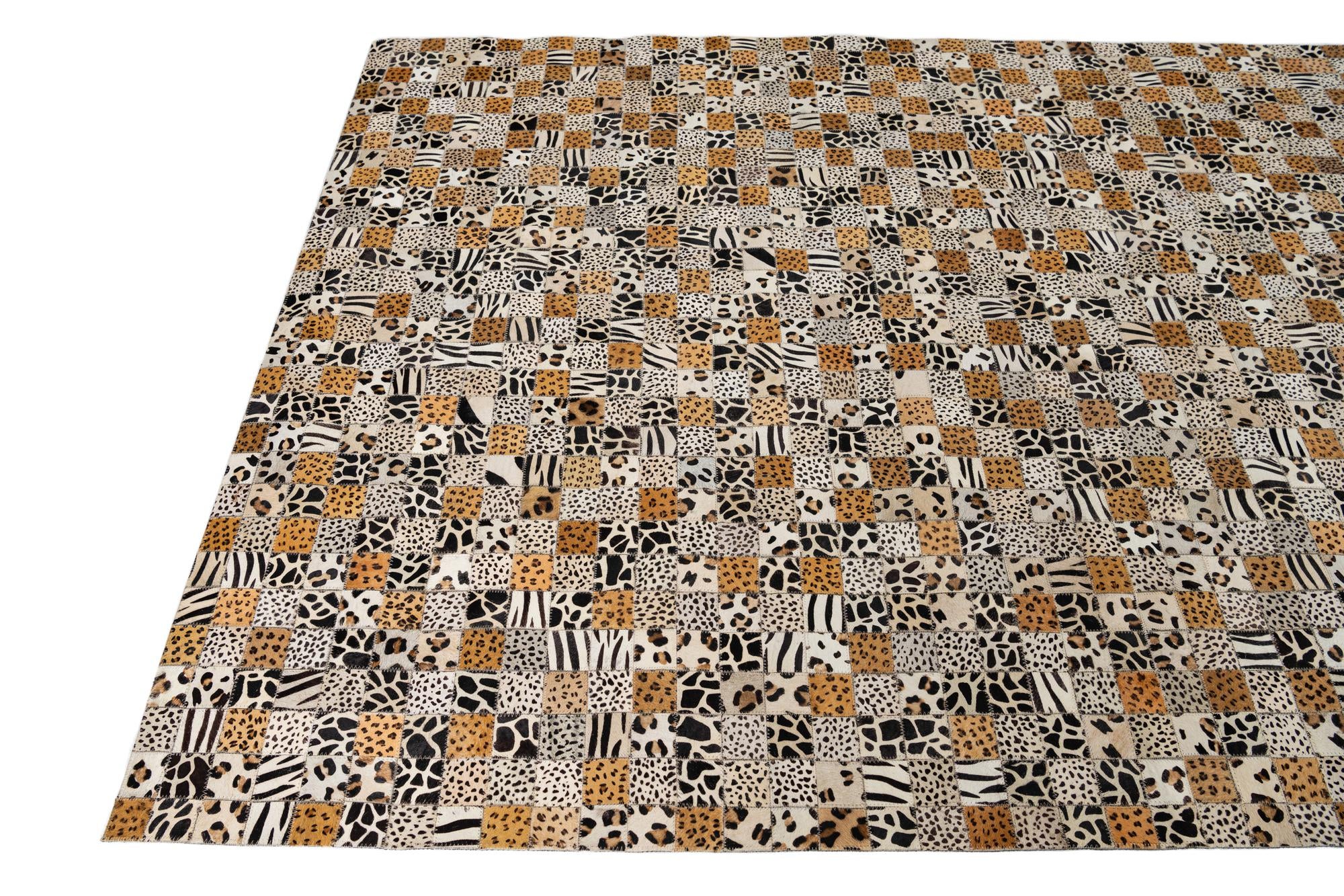 5' 1 x 8' 1 Cowhide Leather Rug