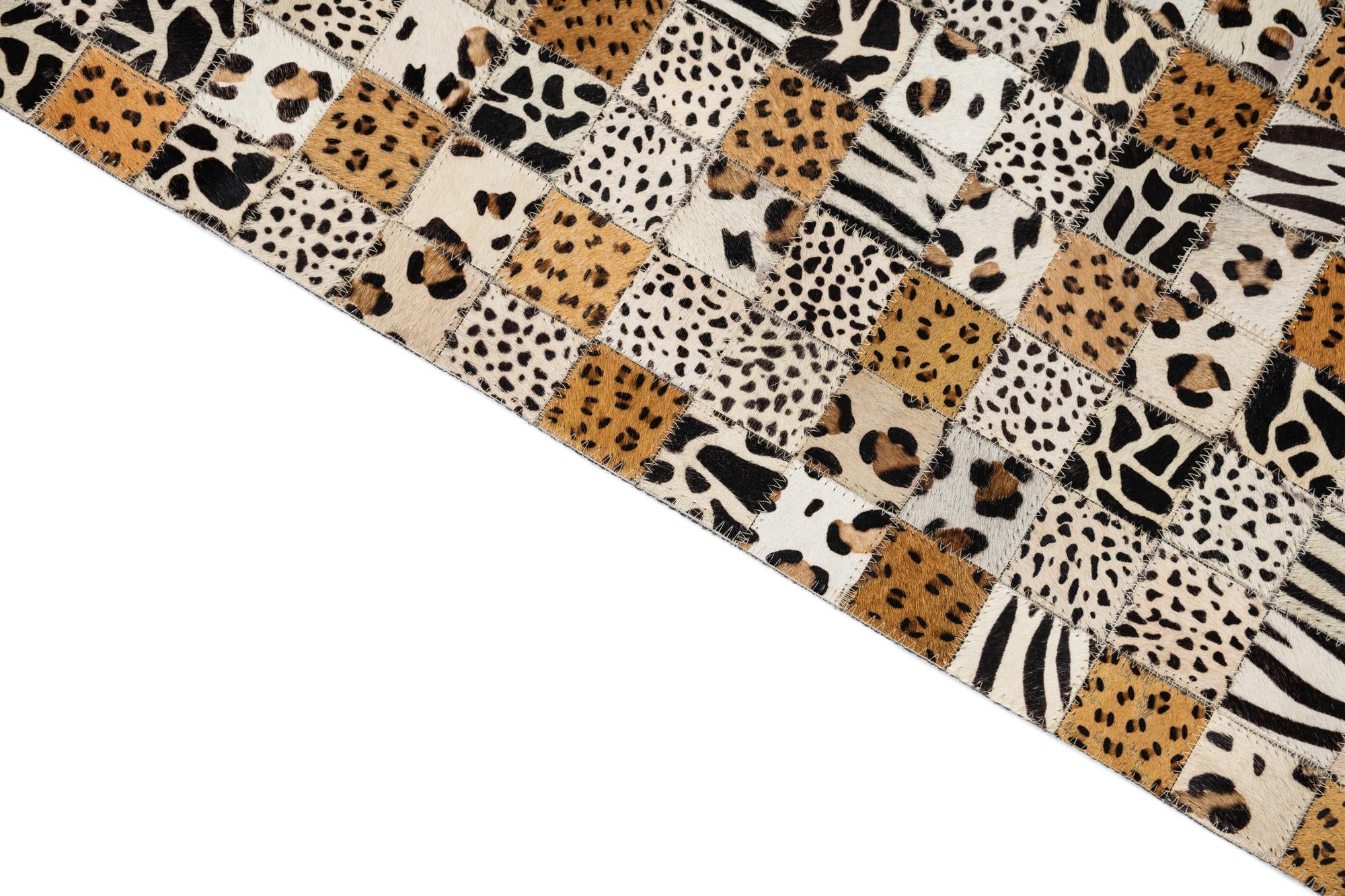 5' 1 x 8' 1 Cowhide Leather Rug