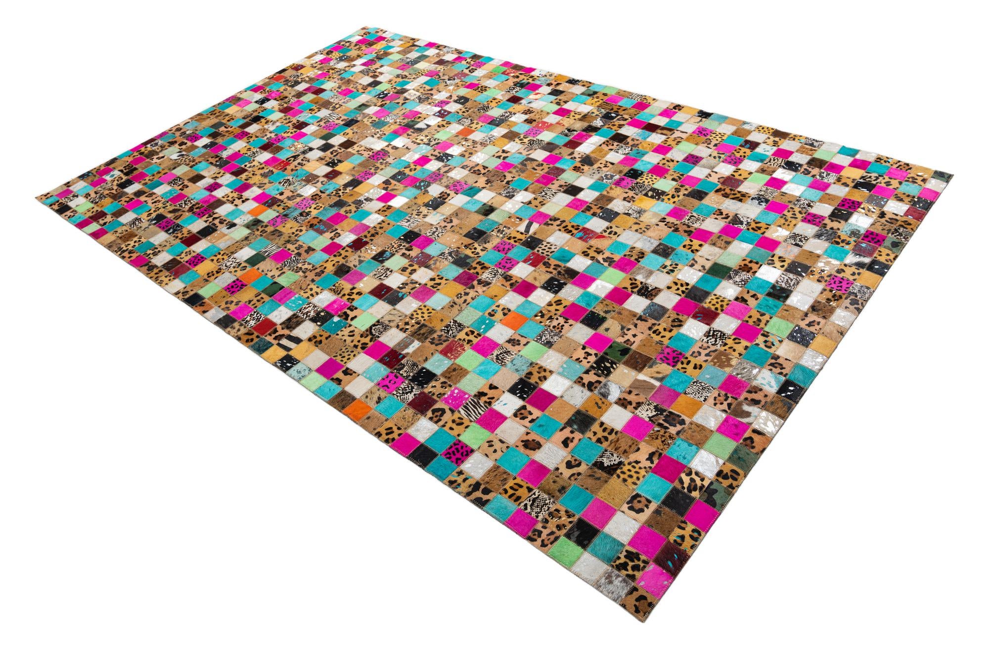 5' 1 x 8' Cowhide Leather Rug