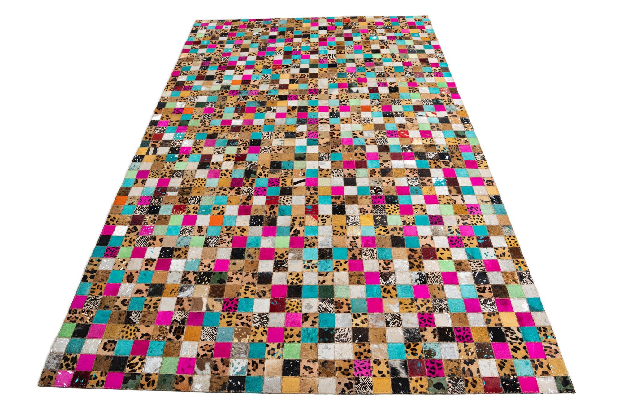 5' 1 x 8' Cowhide Leather Rug