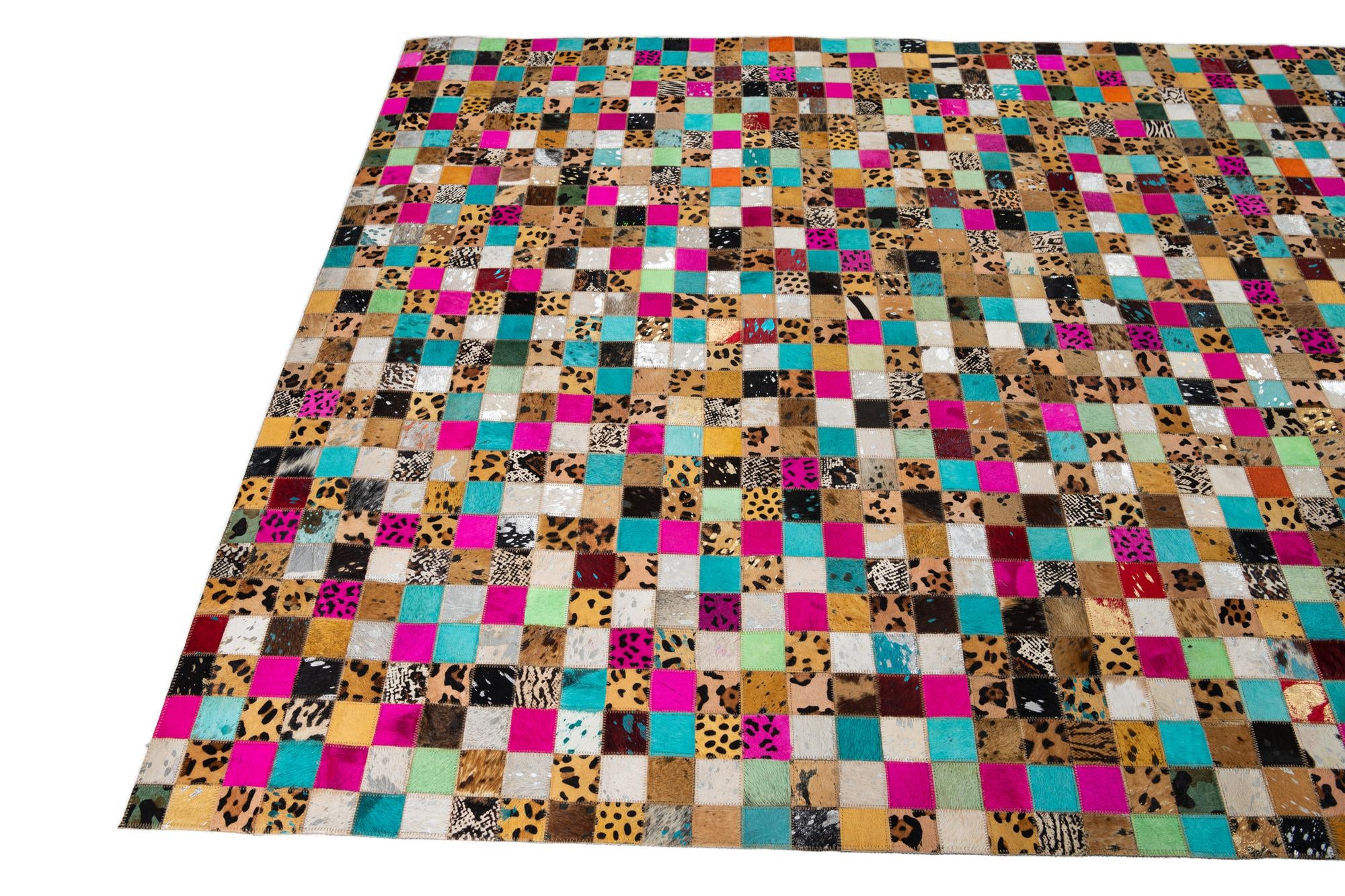 5' 1 x 8' Cowhide Leather Rug