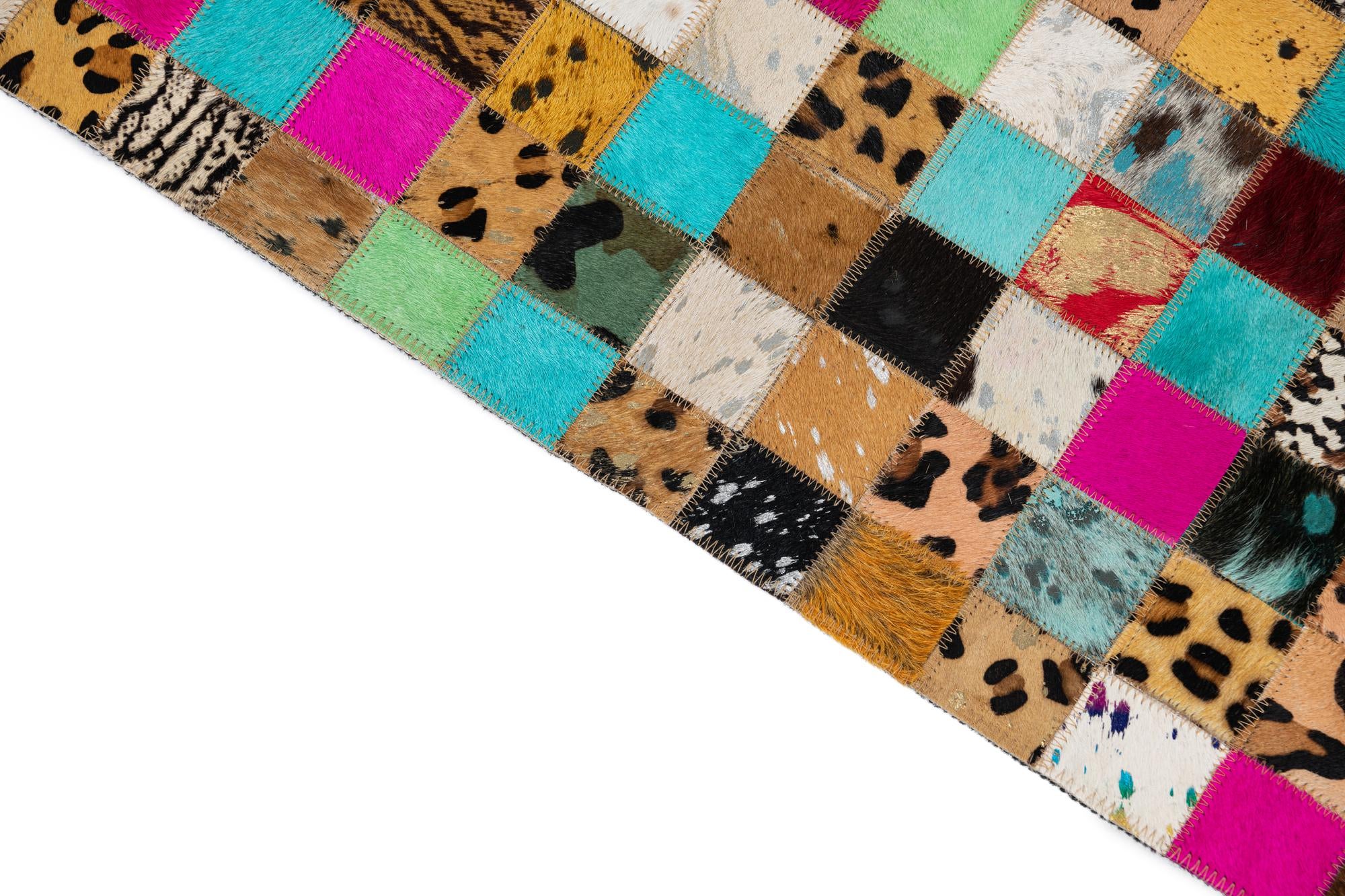 5' 1 x 8' Cowhide Leather Rug