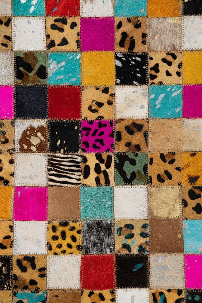 5' 1 x 8' Cowhide Leather Rug