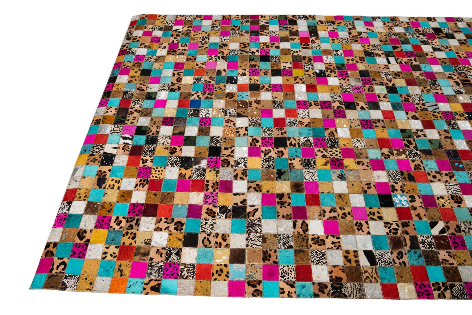 5' x 7' 10 Cowhide Leather Rug