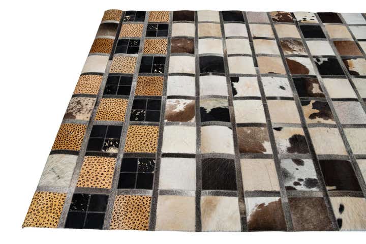 5' 1 x 7' 10 Cowhide Leather Rug