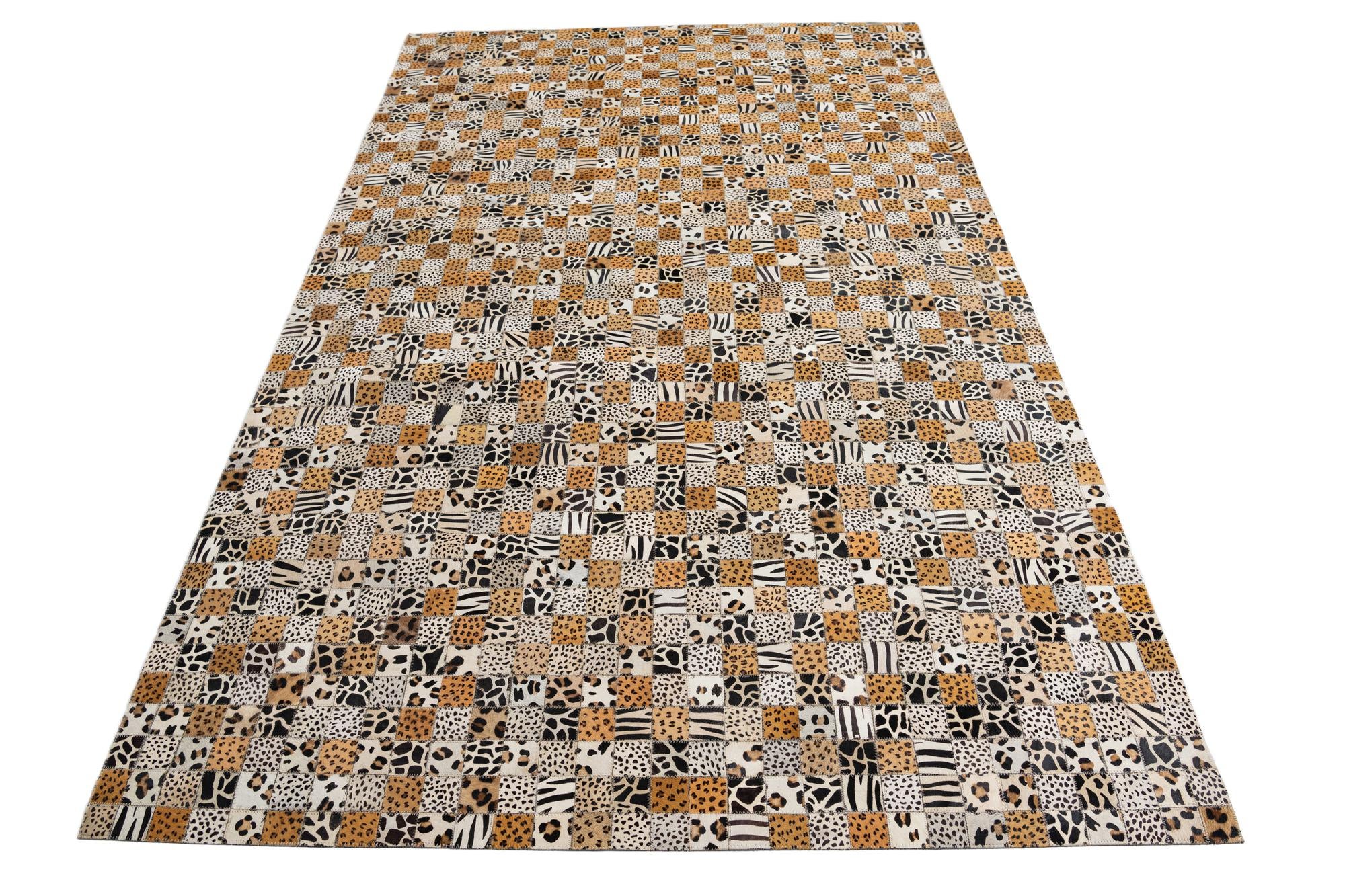 5' 1 x 8' 1 Cowhide Leather Rug