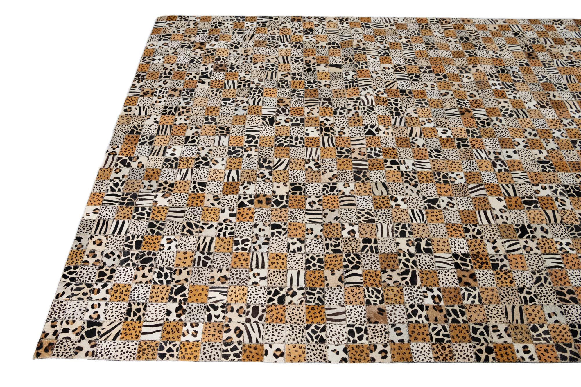 5' 1 x 8' 1 Cowhide Leather Rug