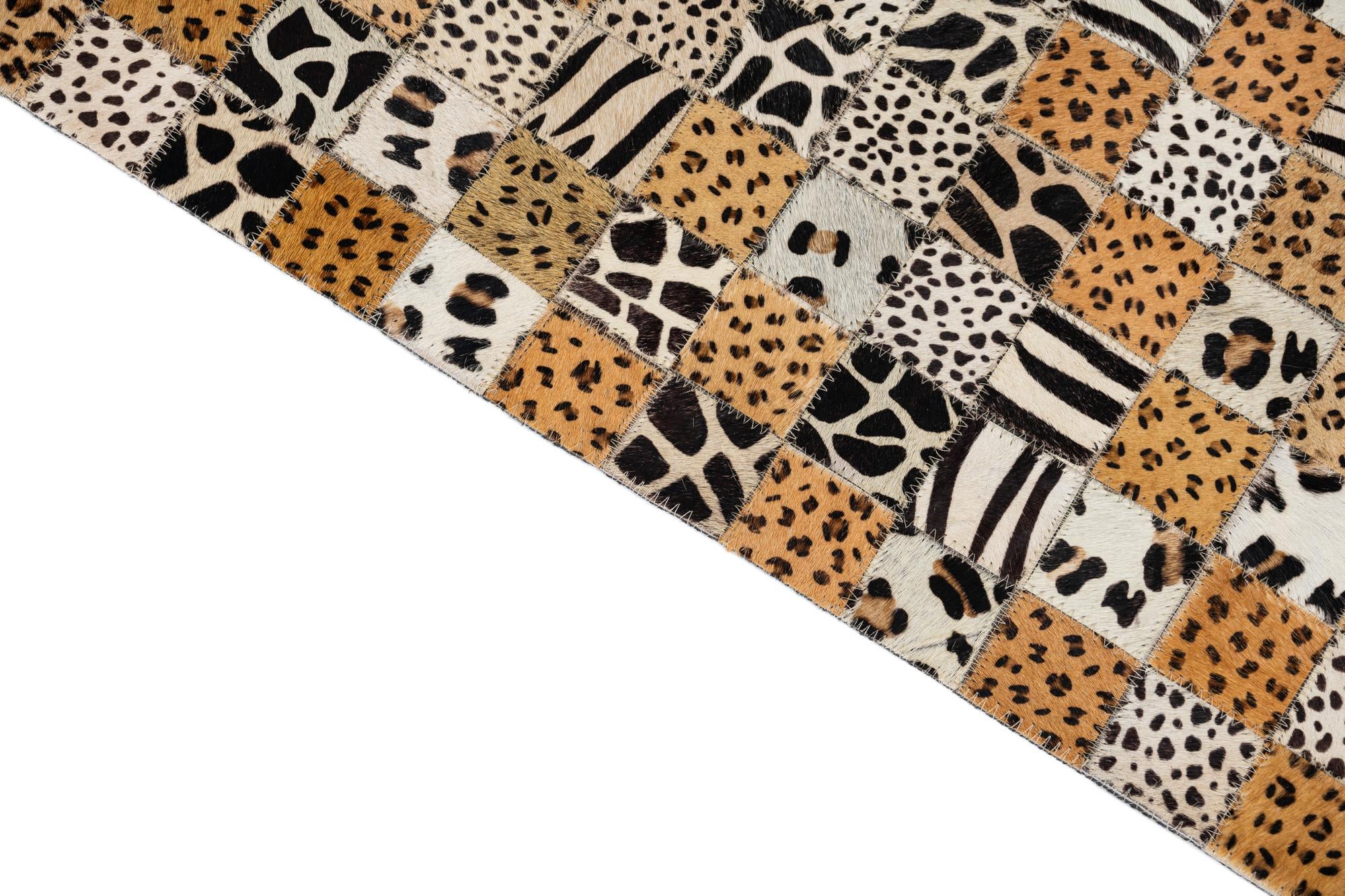 5' 1 x 8' 1 Cowhide Leather Rug