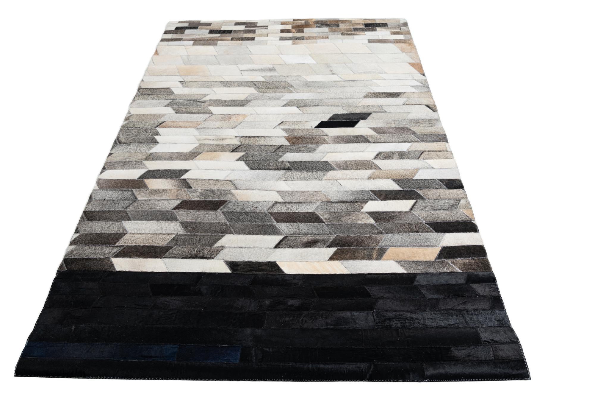 5' 1 x 7' 5 Cowhide Leather Rug