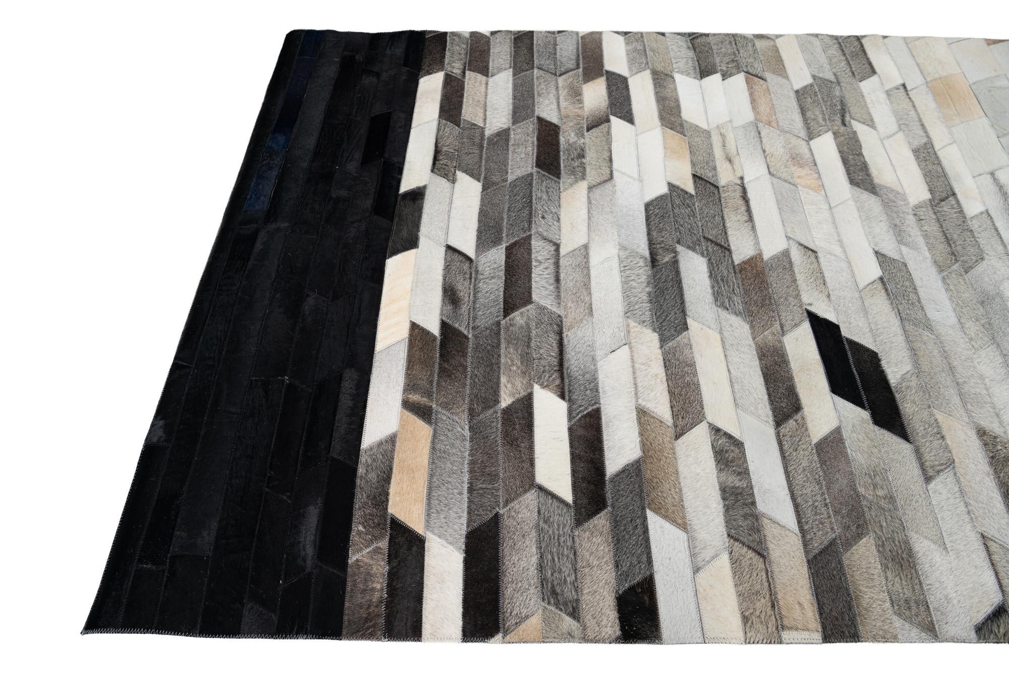 5' 1 x 7' 5 Cowhide Leather Rug