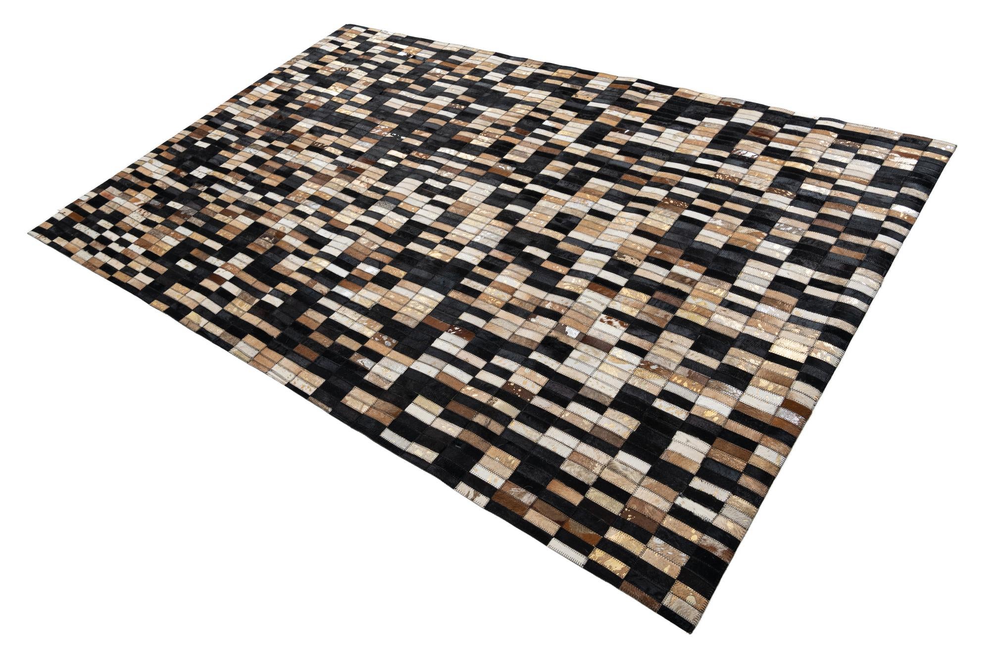 5' 1 x 7' 10 Cowhide Leather Rug