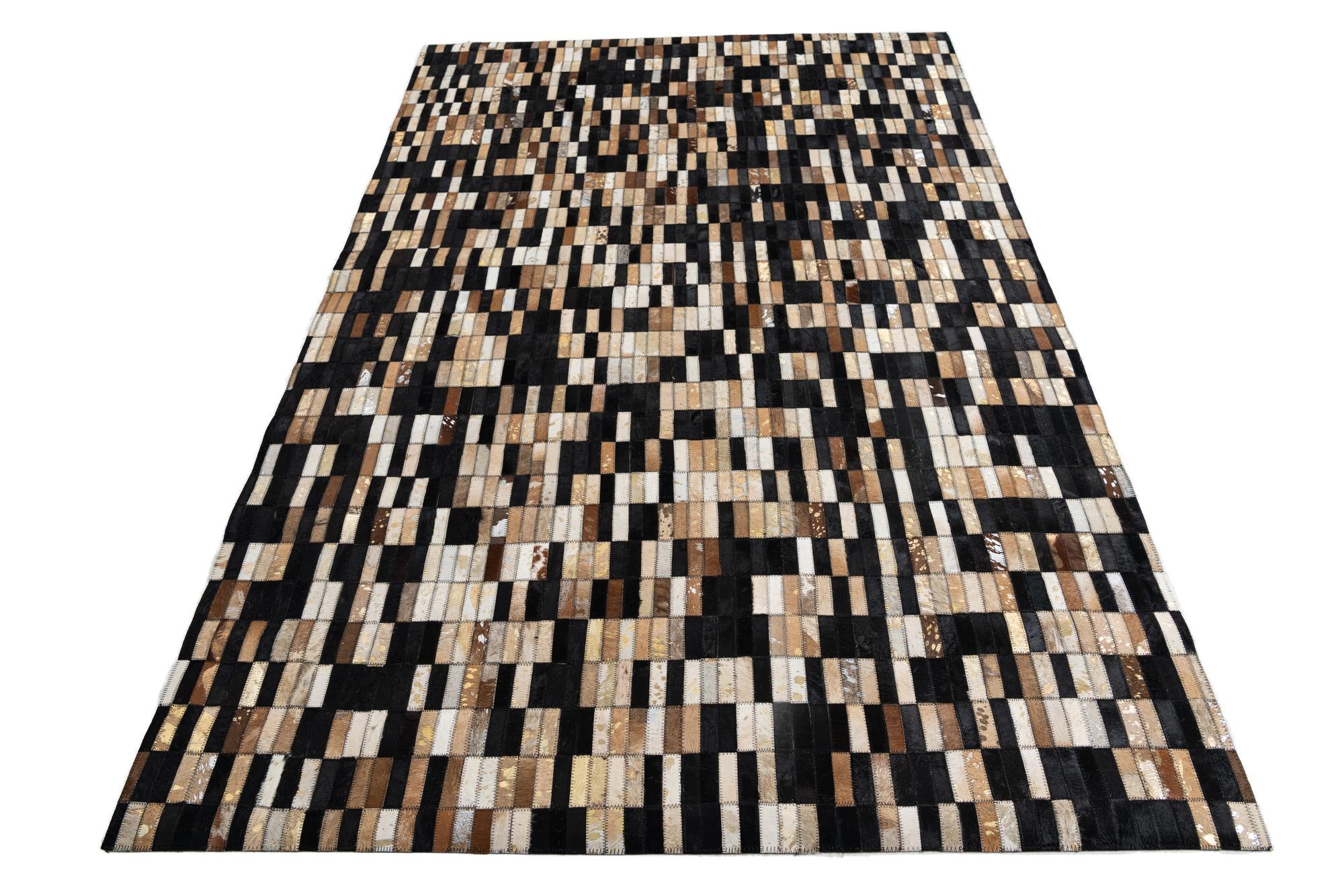 5' 1 x 7' 10 Cowhide Leather Rug