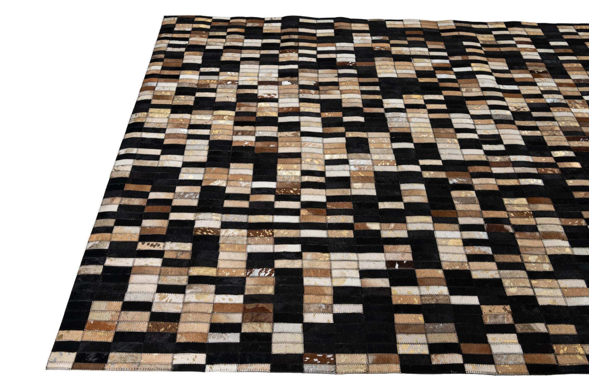 5' 1 x 7' 10 Cowhide Leather Rug