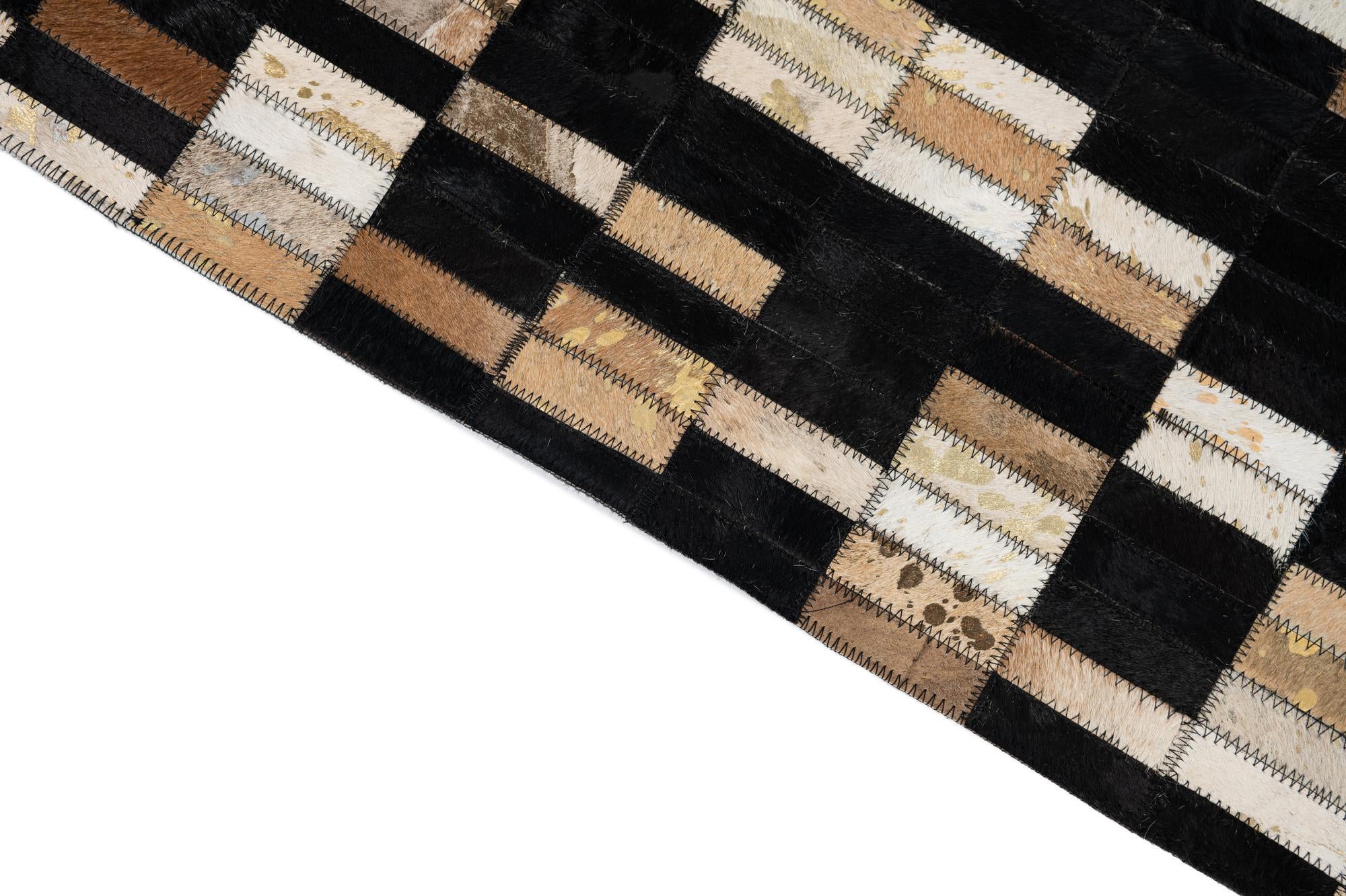 5' 1 x 7' 10 Cowhide Leather Rug