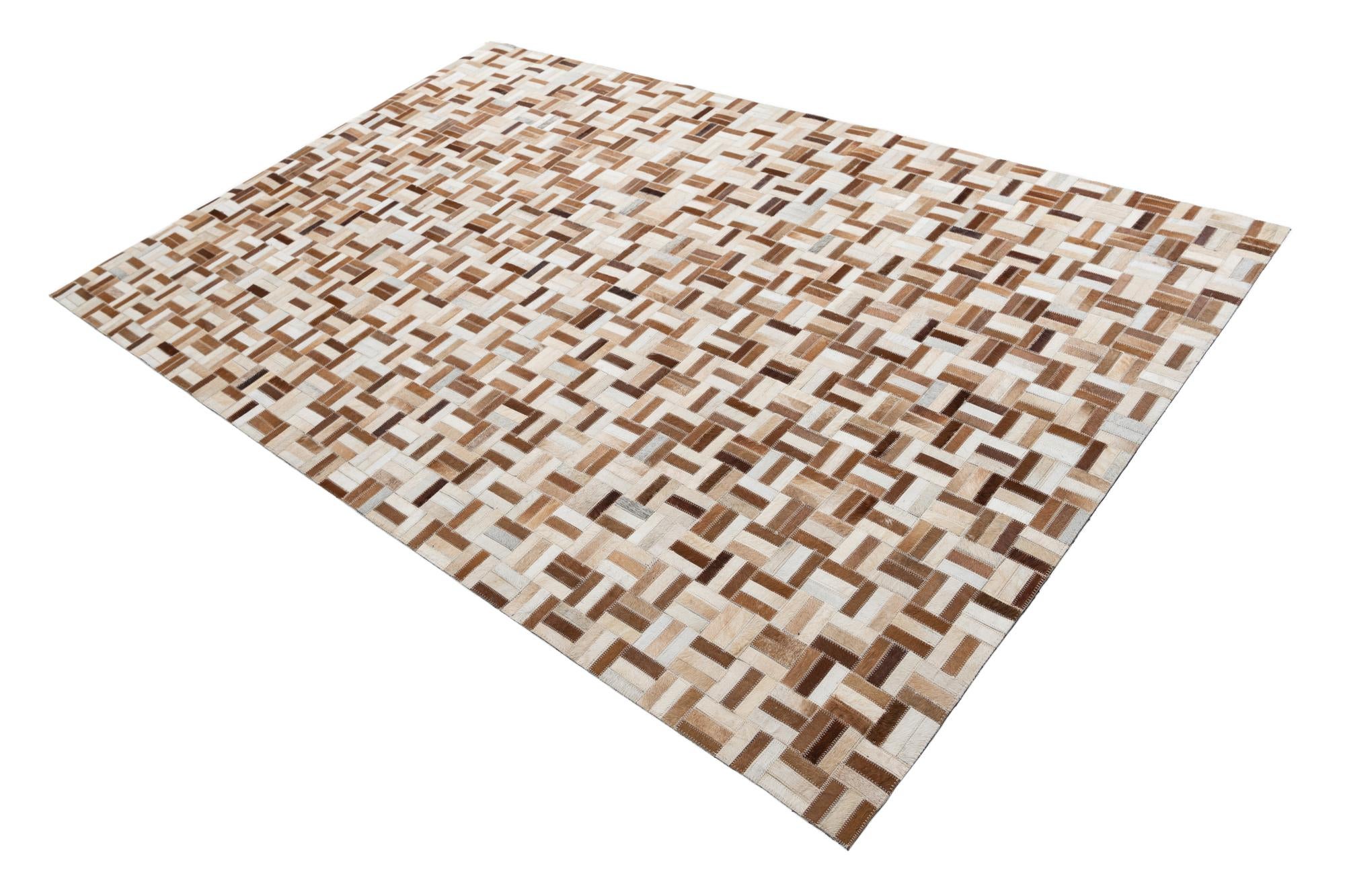 5' 2 x 8' Cowhide Leather Rug