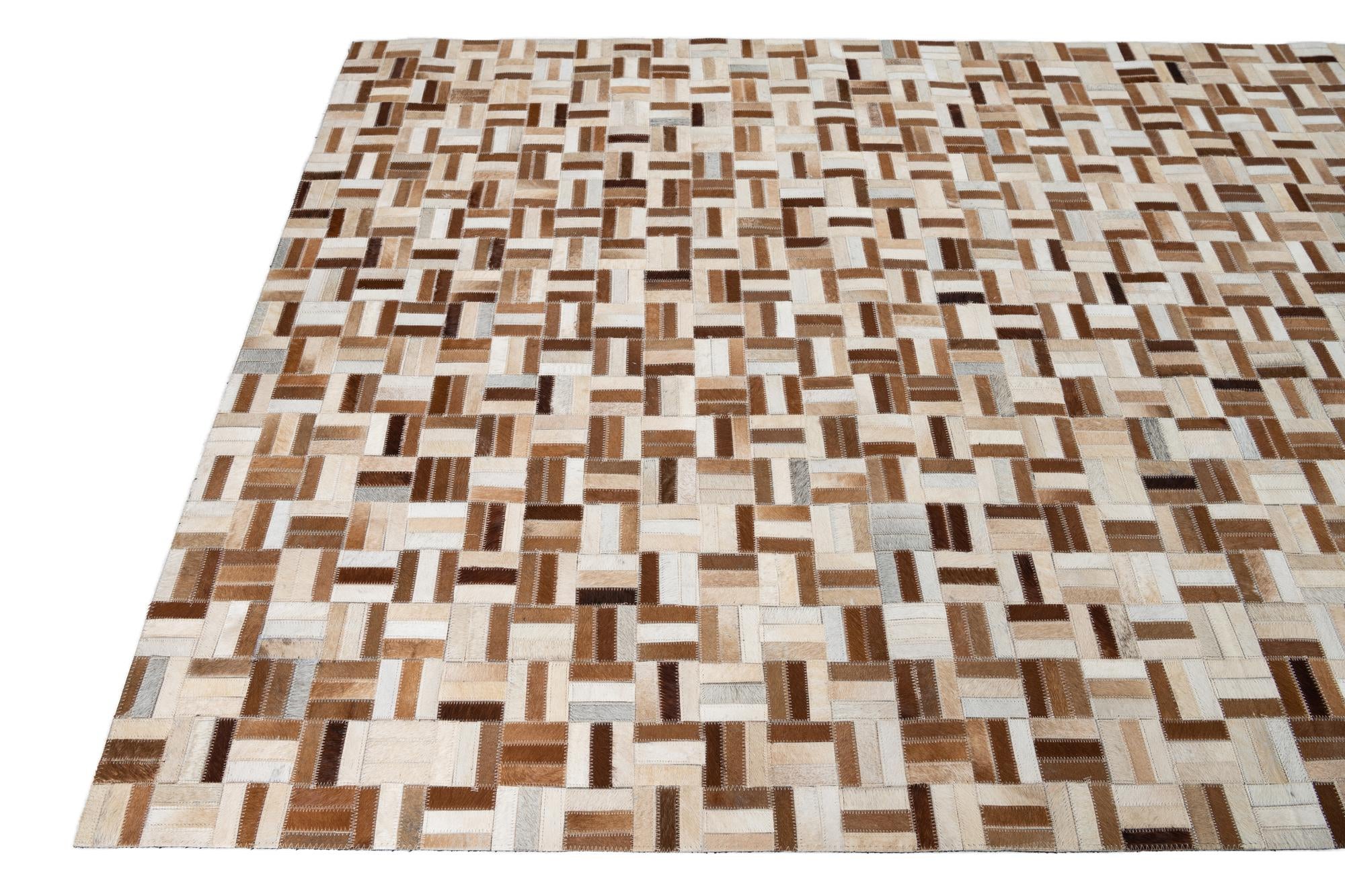 5' 2 x 8' Cowhide Leather Rug
