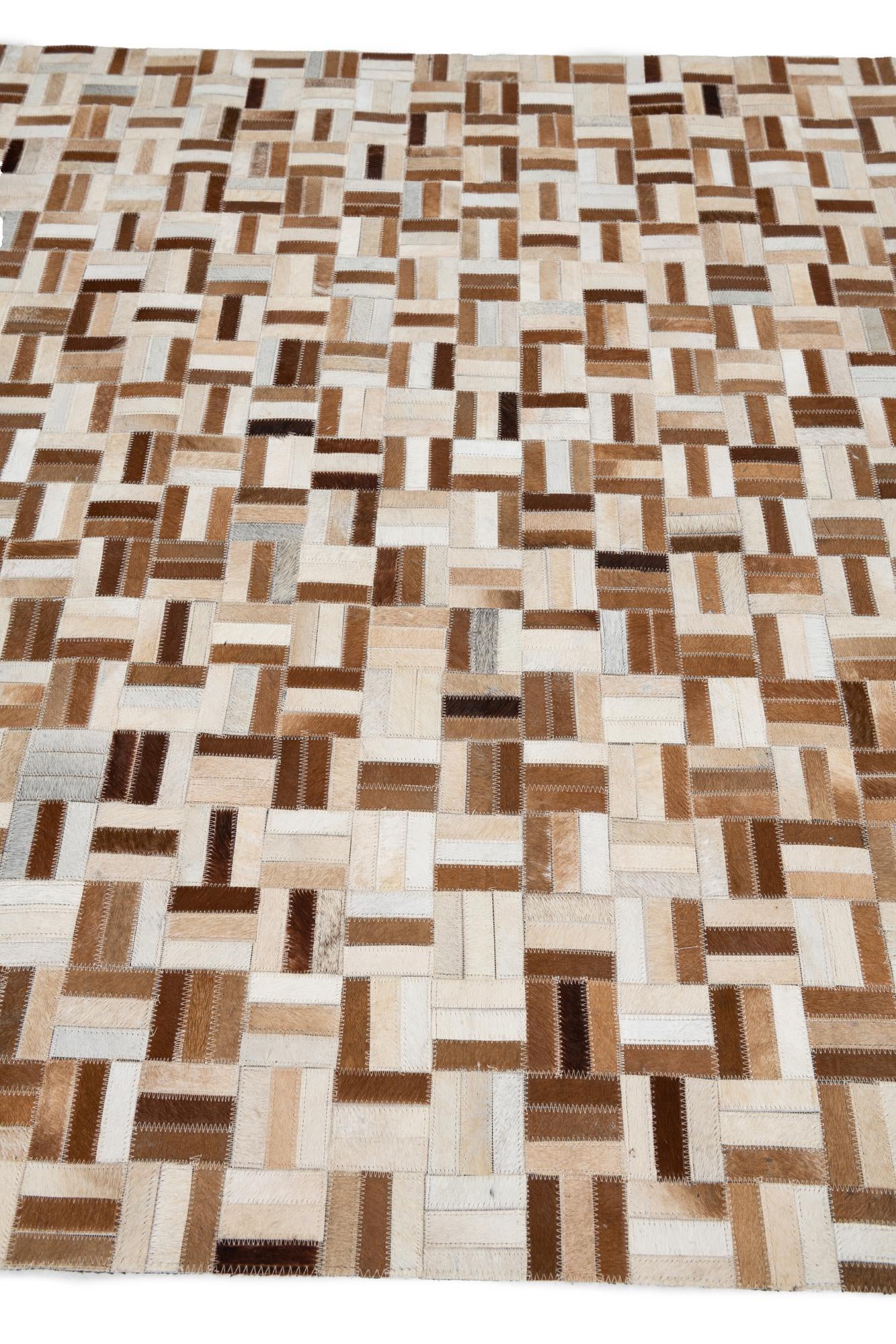 5' 2 x 8' Cowhide Leather Rug