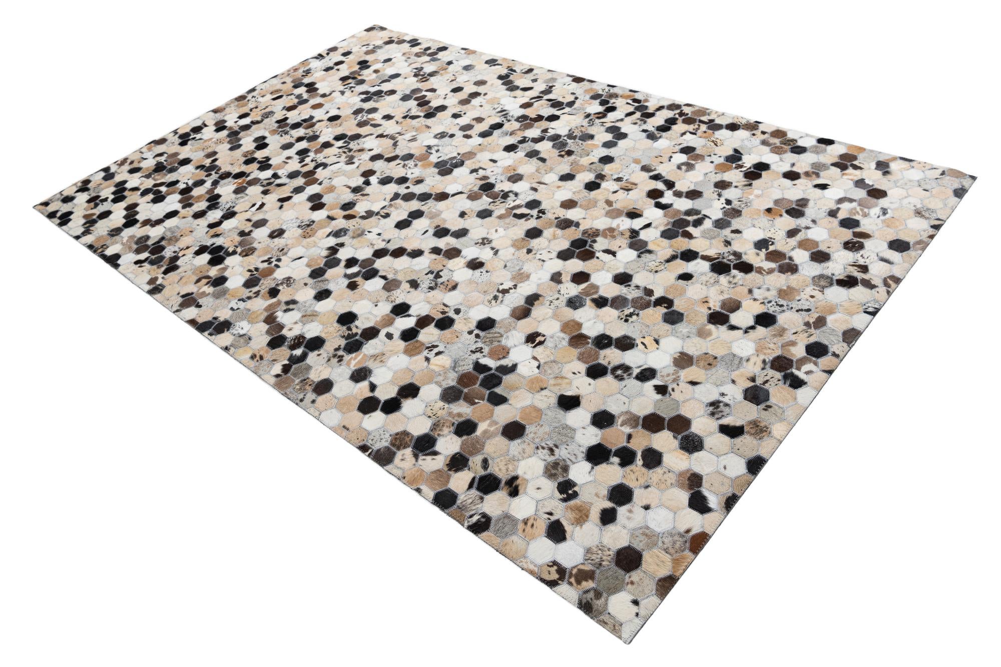 5' 2 x 8' Cowhide Leather Rug