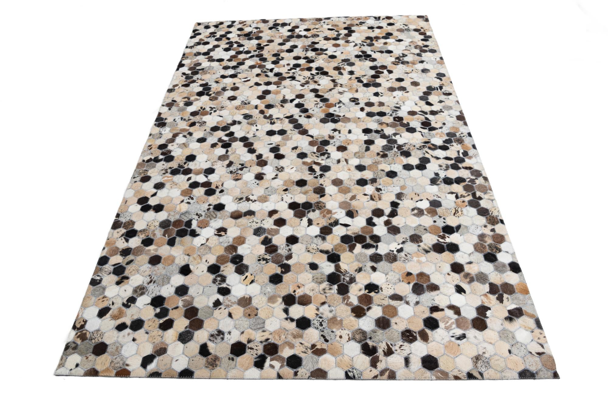 5' 2 x 8' Cowhide Leather Rug
