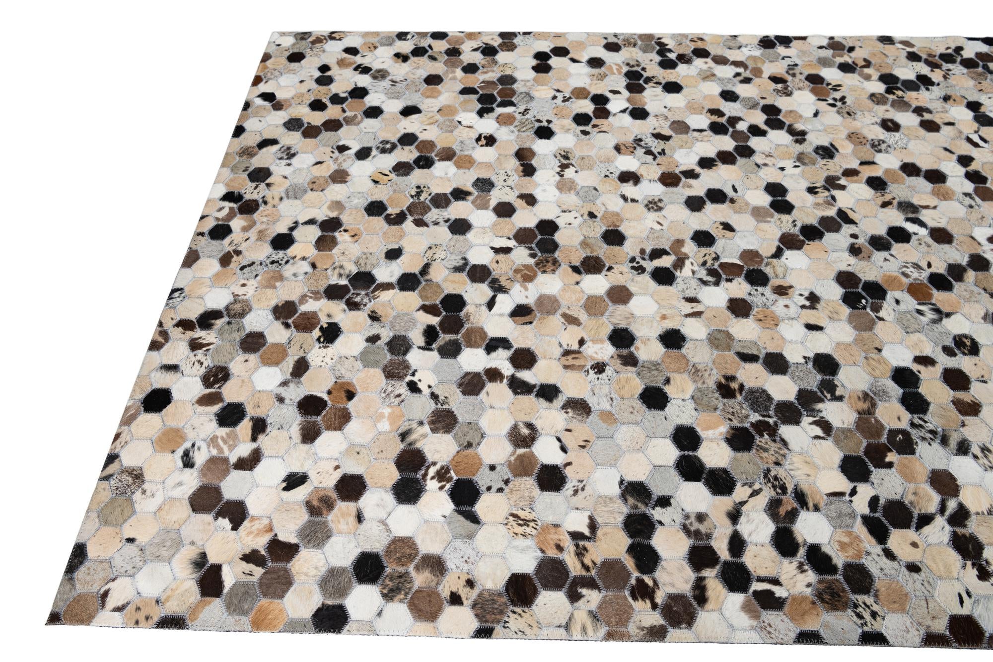 5' 2 x 8' Cowhide Leather Rug